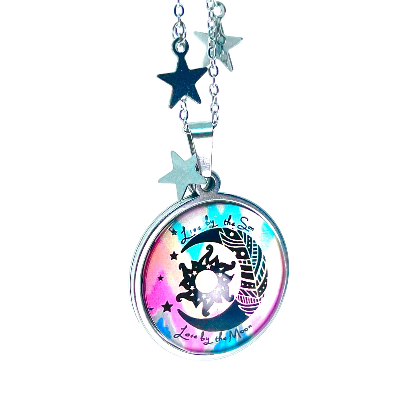 Tie-Dye Moon Fancy Celestial Chain Necklace