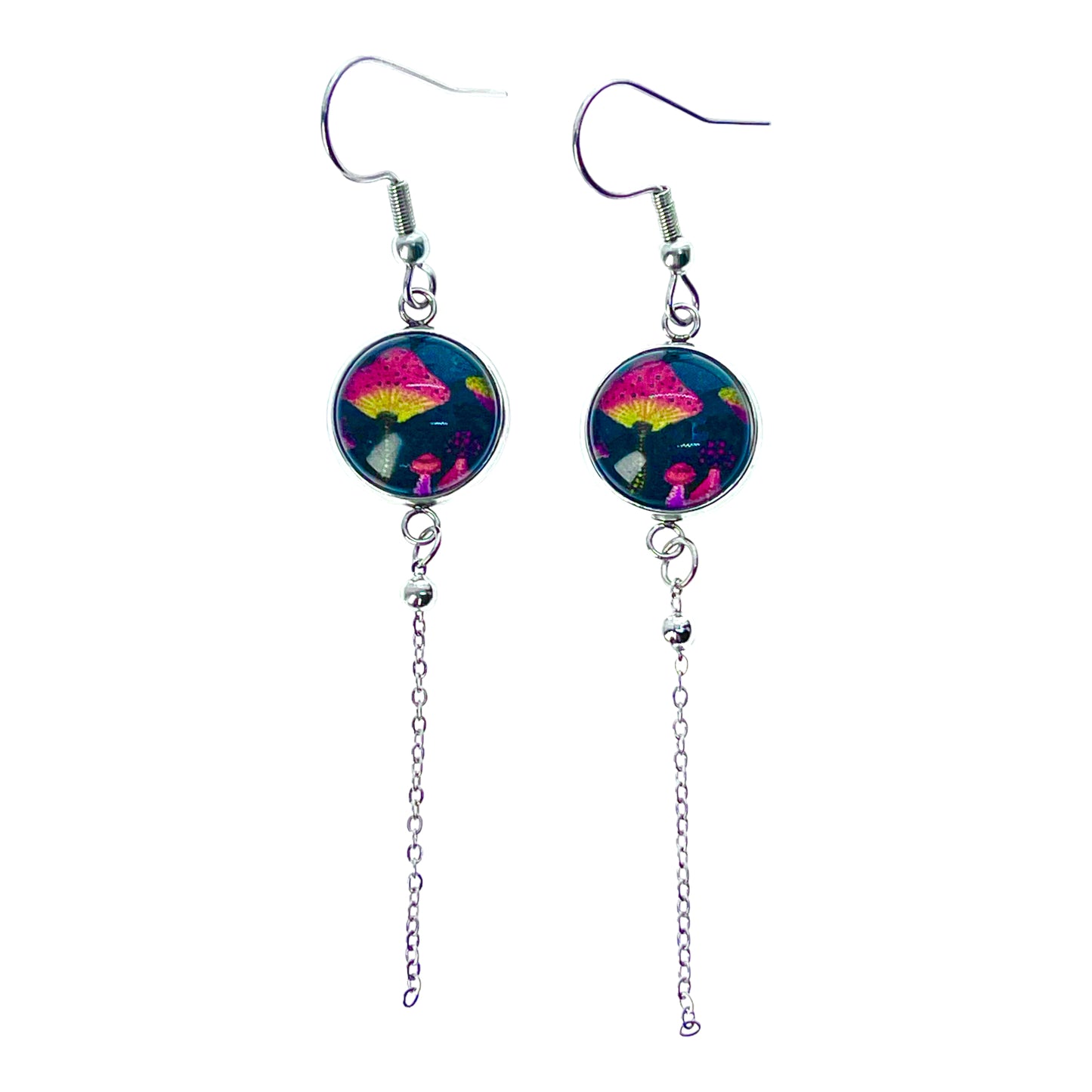 Mystical Shroom Chain Dangler Earrings