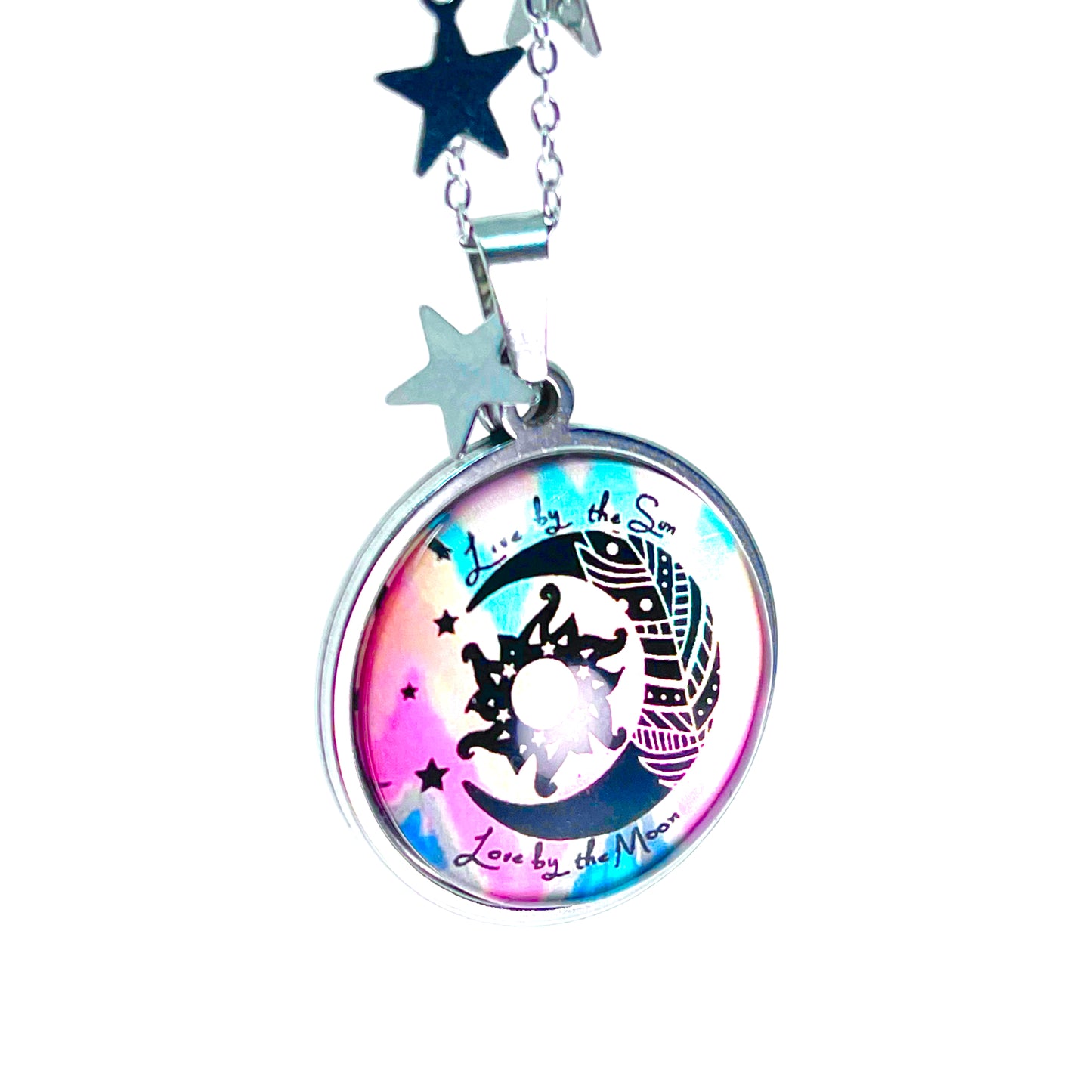 Tie-Dye Moon Fancy Celestial Chain Necklace
