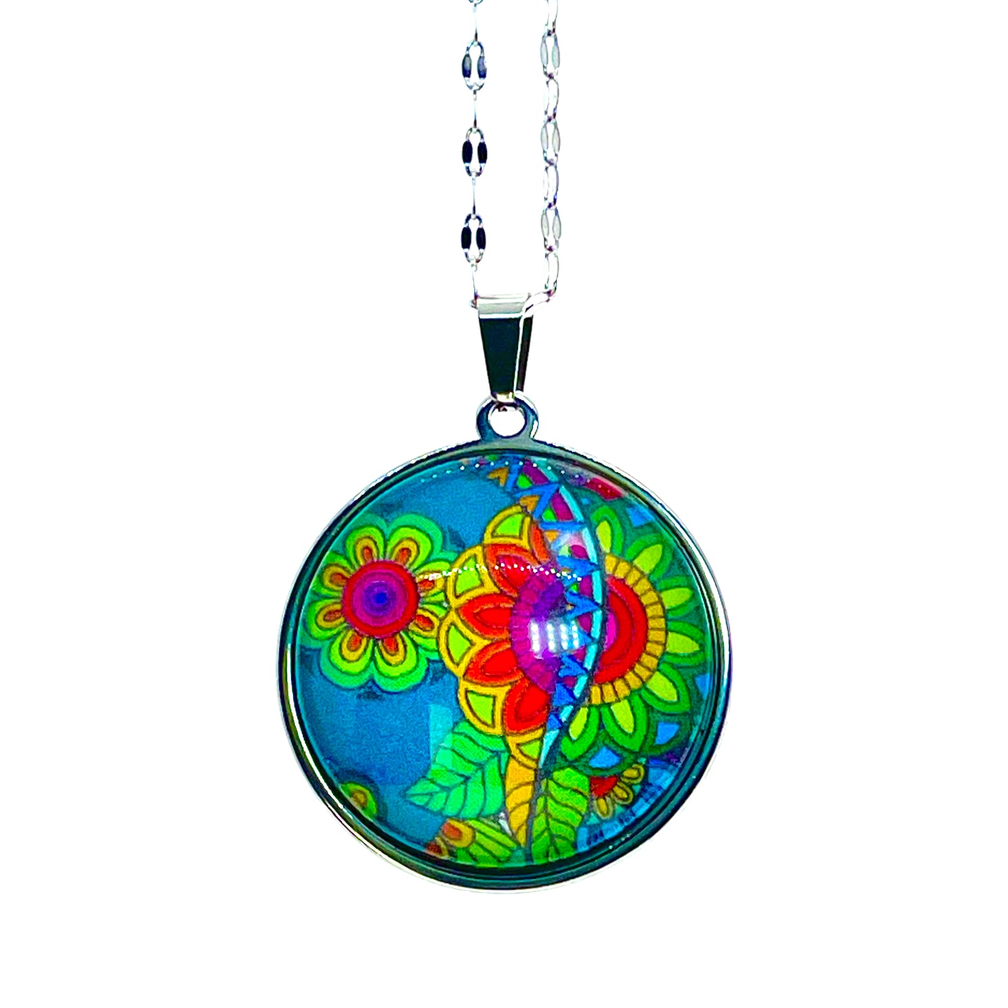 Emerald Paisley Big Round Necklace