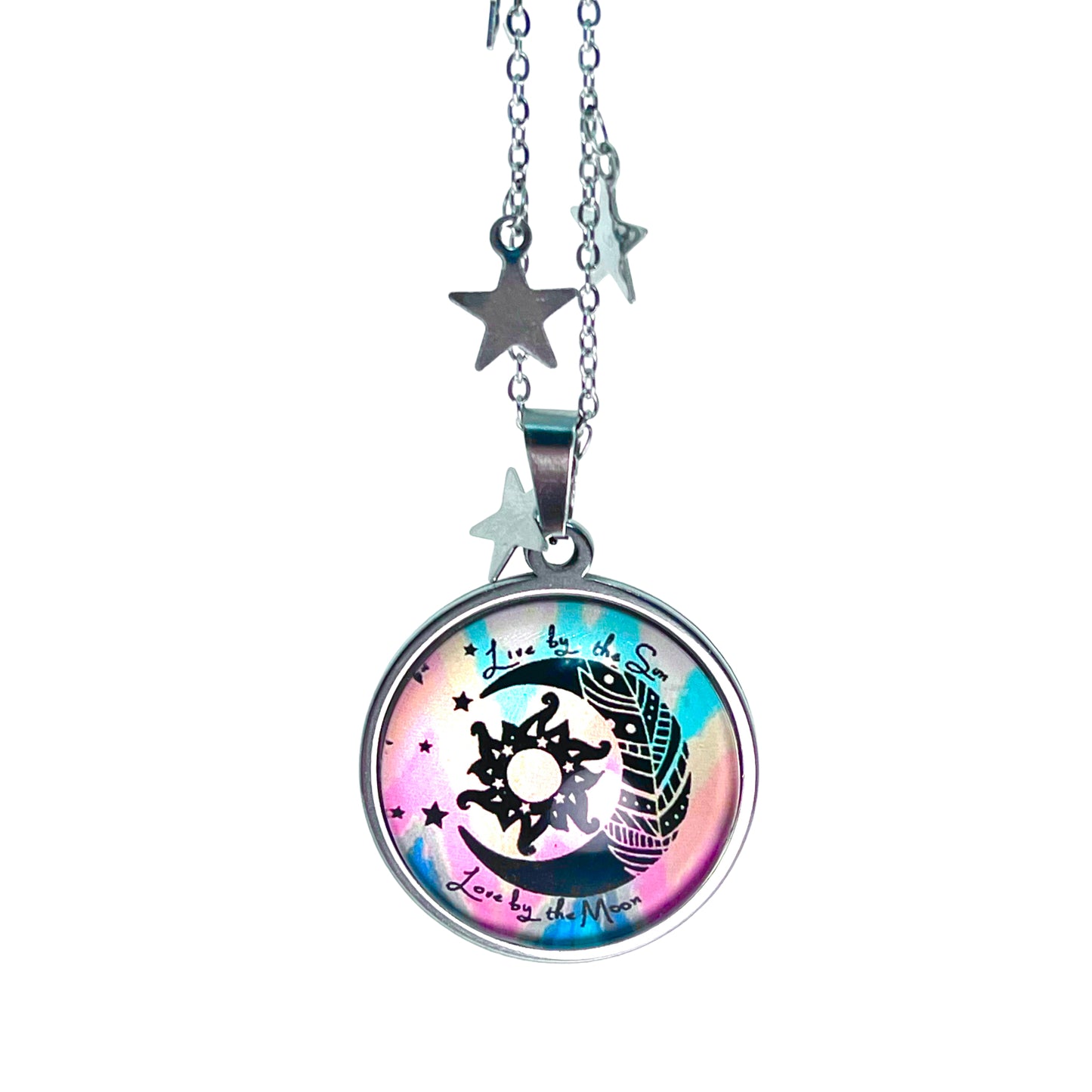 Tie-Dye Moon Fancy Celestial Chain Necklace