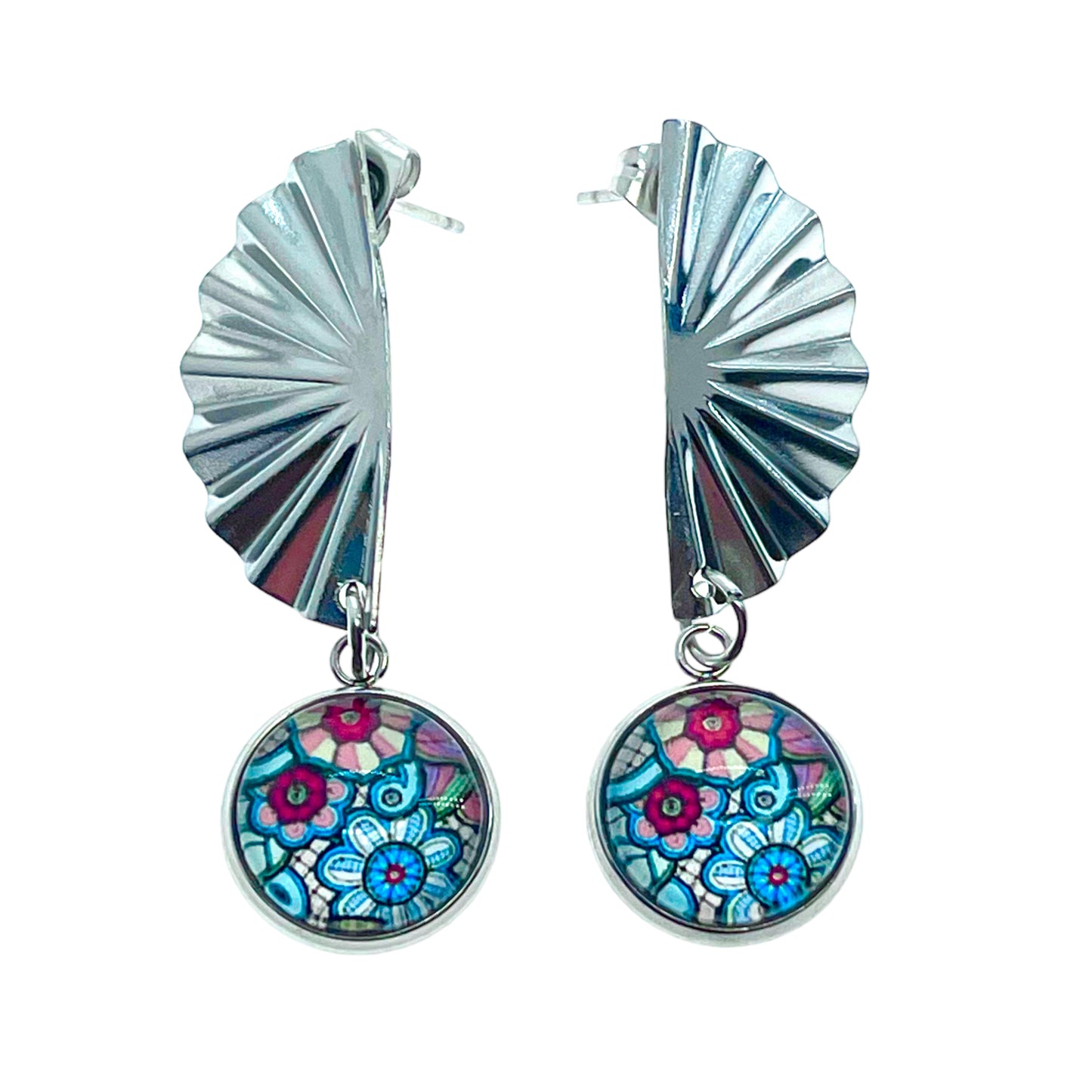 Blue Daisy Fan Earrings