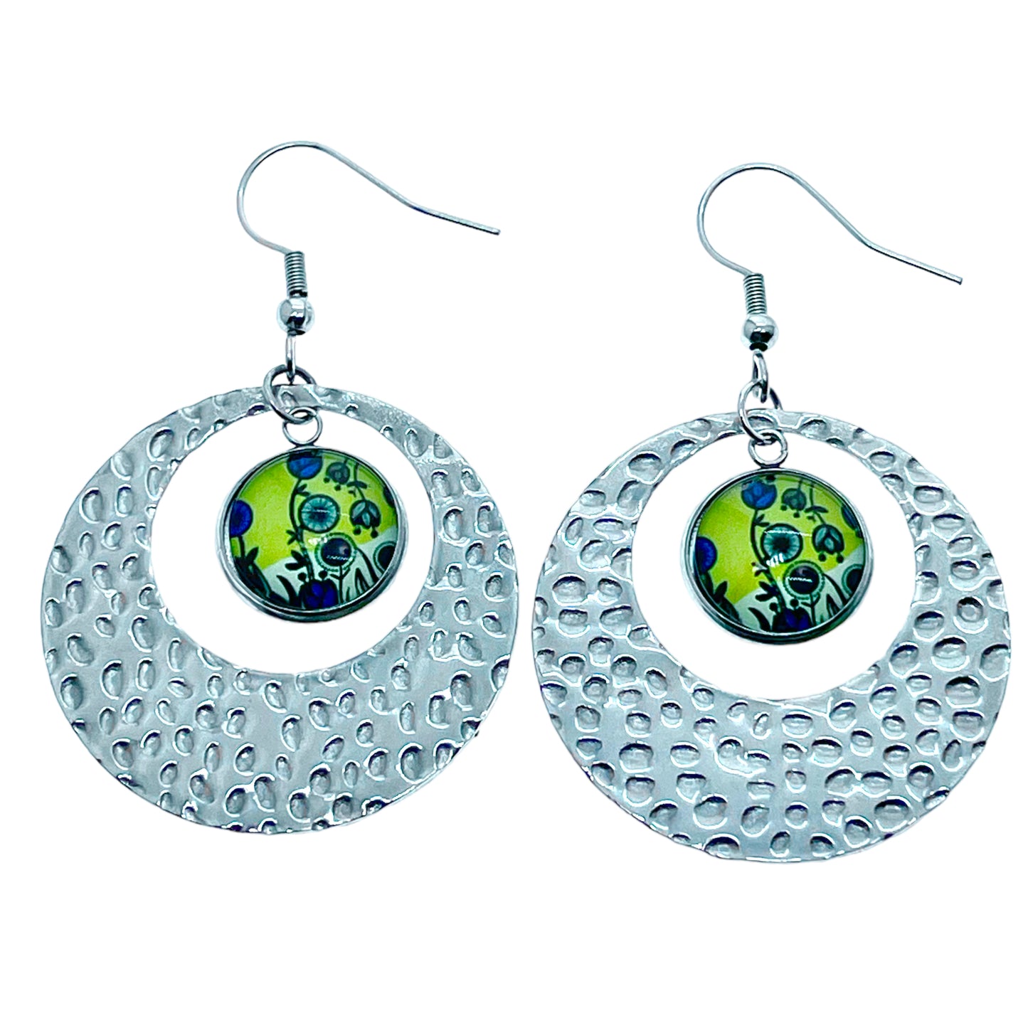 Yellow Dandelion Dotted Hoop Earrings