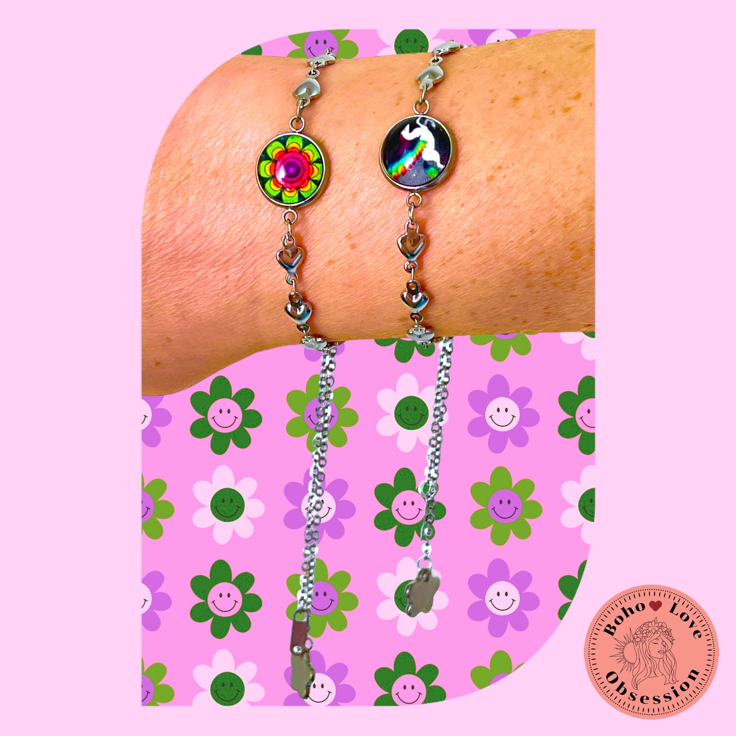 Pink Pony Heart Slider Bracelet