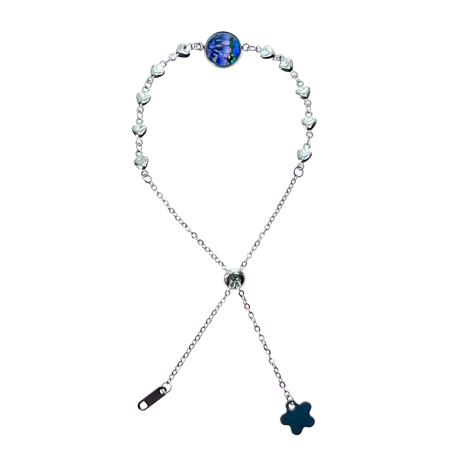 Purple Petal Heart Slider Bracelet