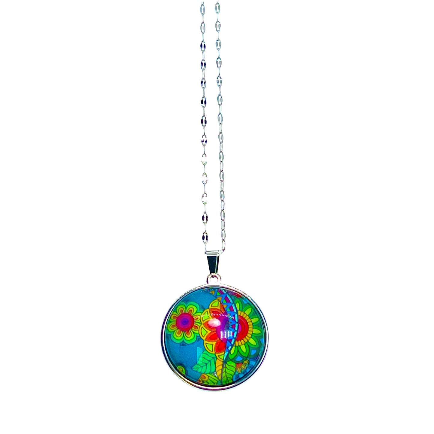 Emerald Paisley Big Round Necklace