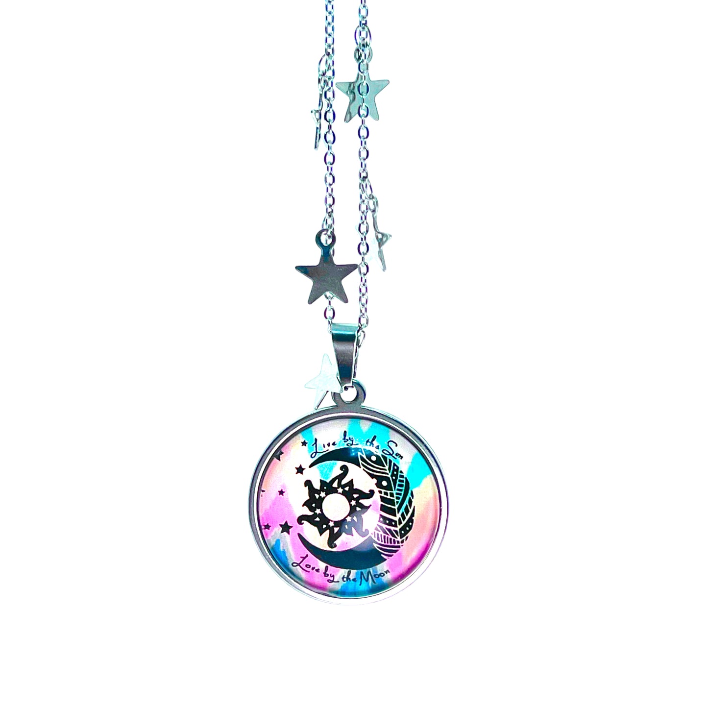 Tie-Dye Moon Fancy Celestial Chain Necklace