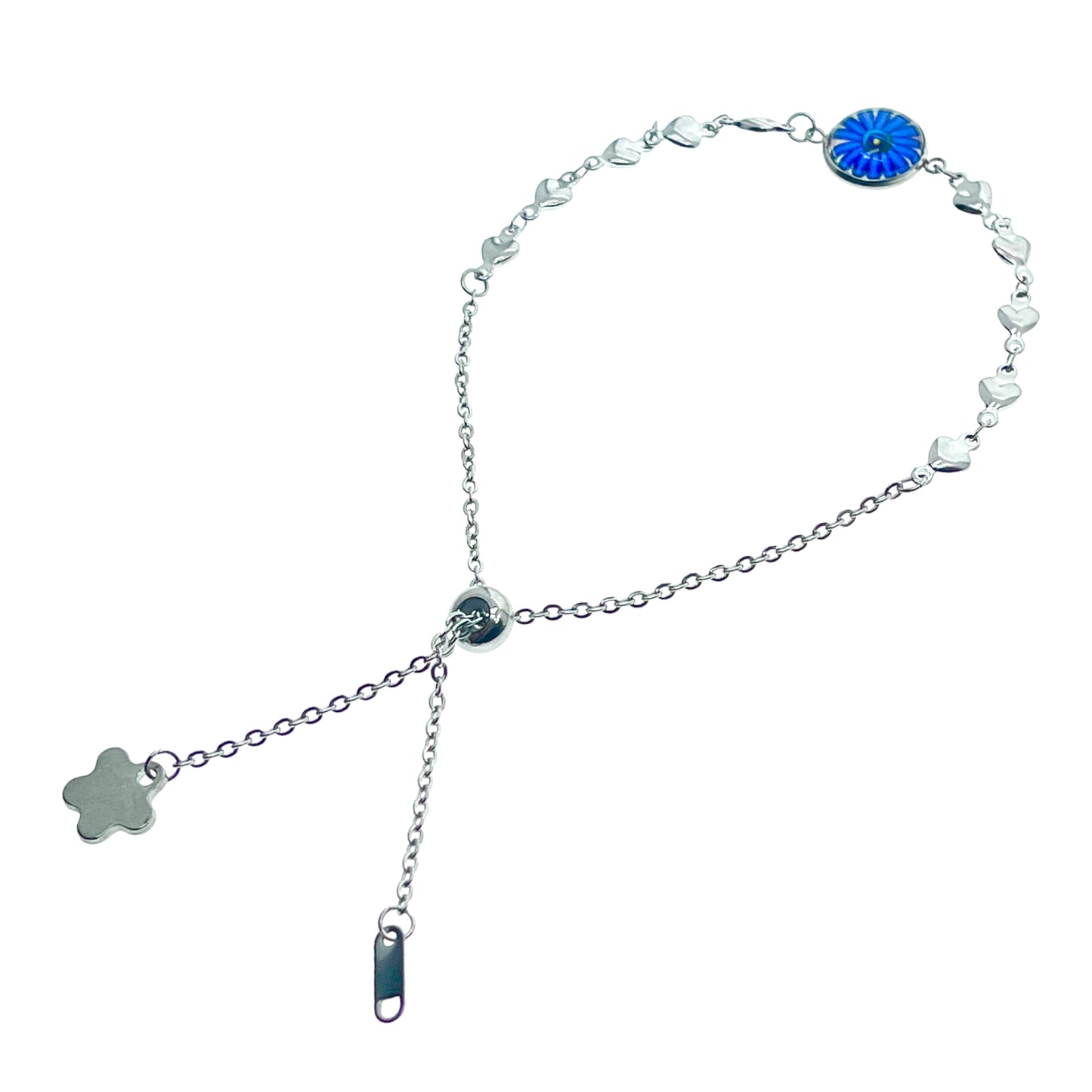Royal Daisy Heart Slider Bracelet