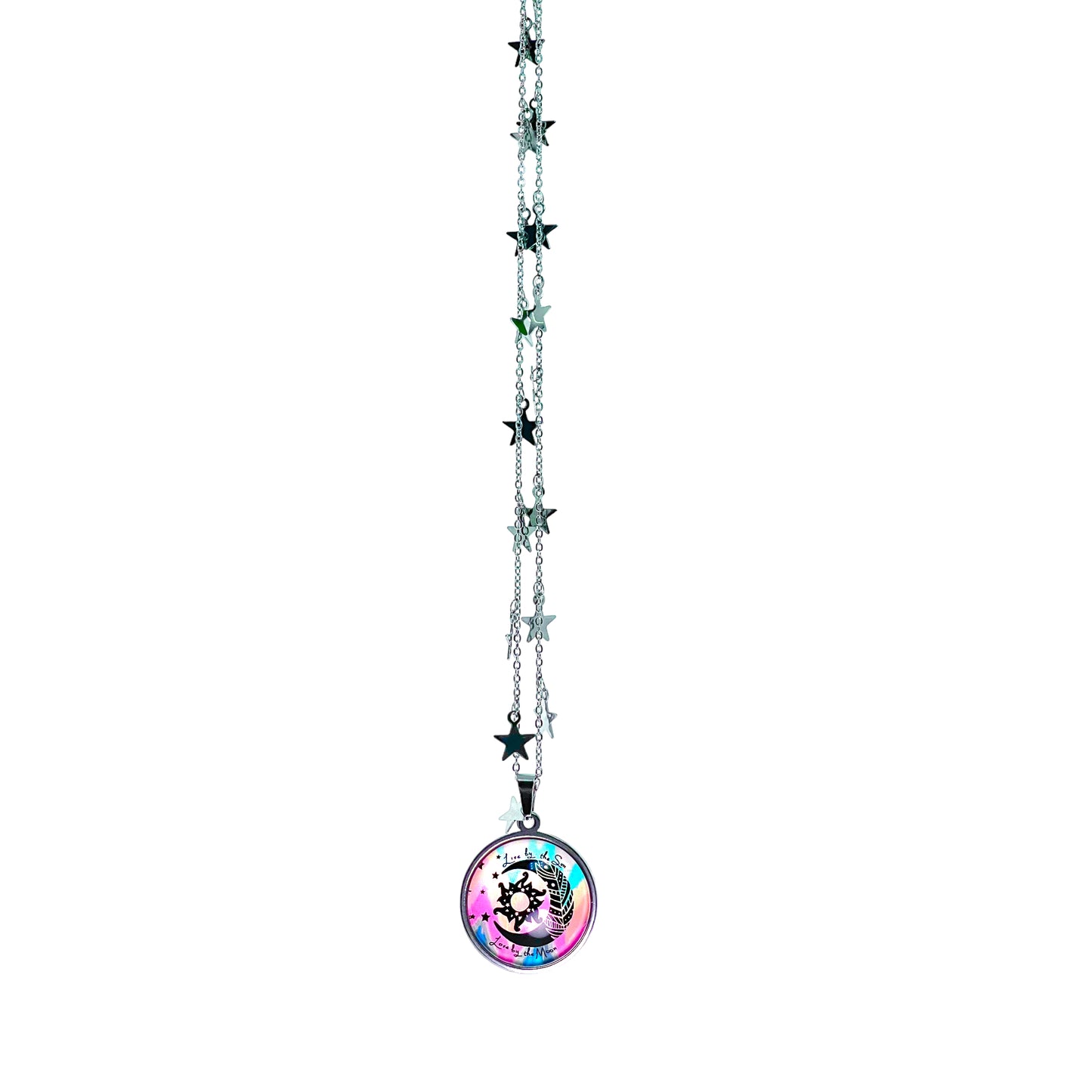 Tie-Dye Moon Fancy Celestial Chain Necklace