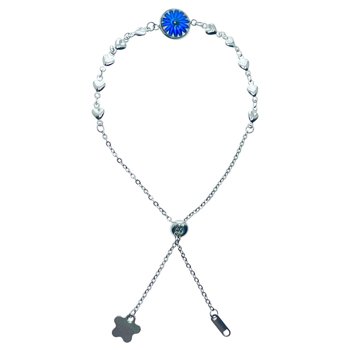 Royal Daisy Heart Slider Bracelet