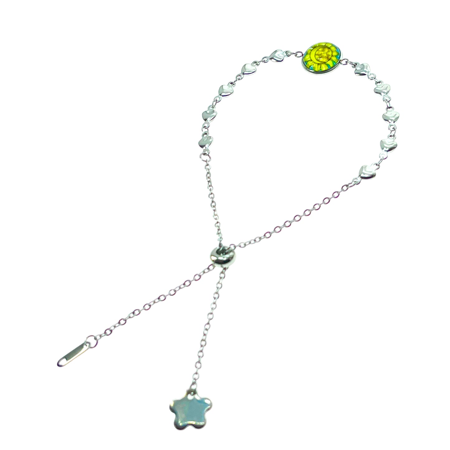 Shining Sunburst Heart Slider Bracelet
