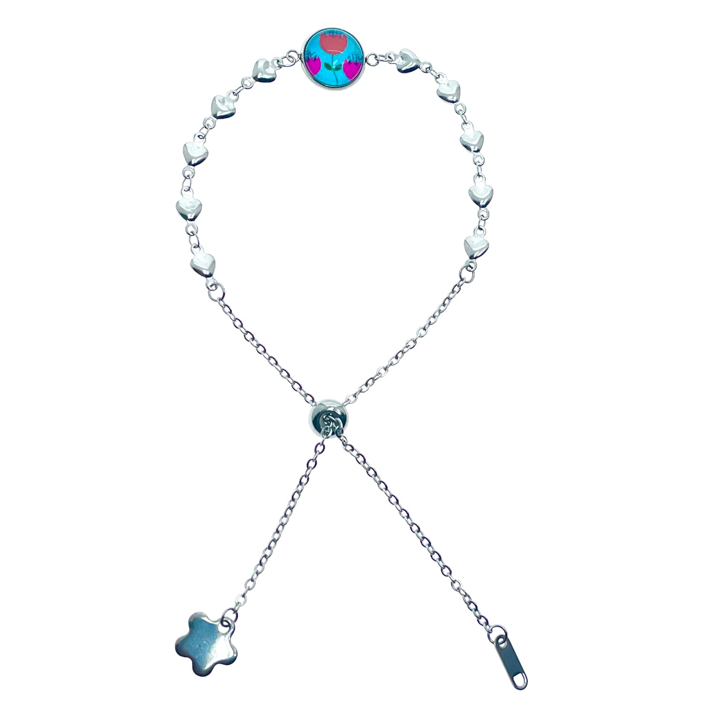 Turquoise Tulip Heart Slider Bracelet
