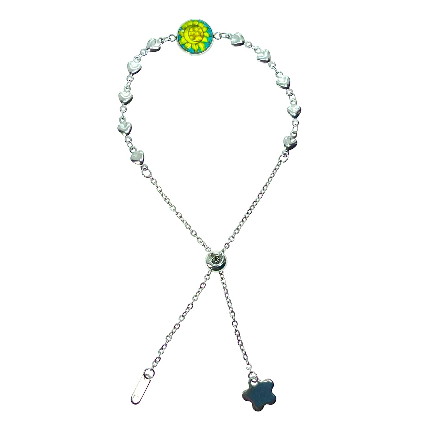 Shining Sunburst Heart Slider Bracelet