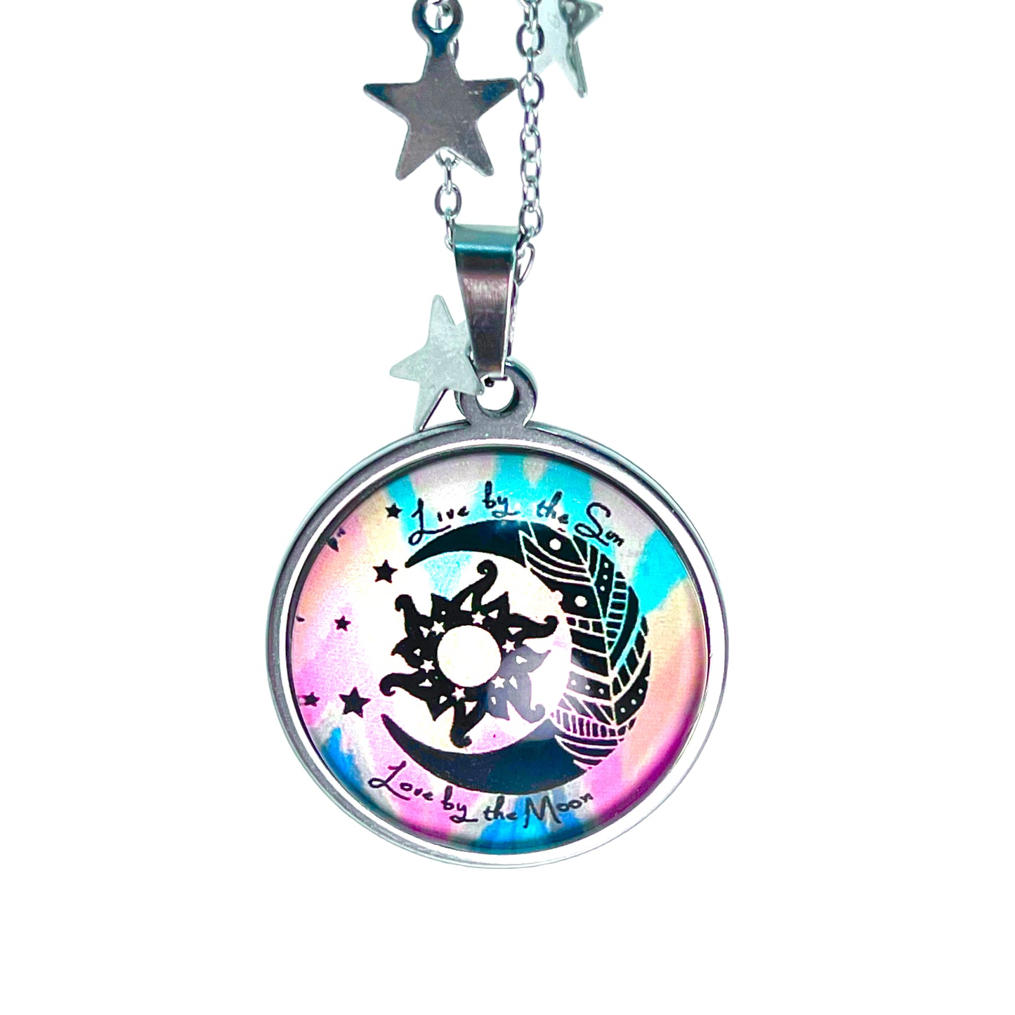 Tie-Dye Moon Fancy Celestial Chain Necklace