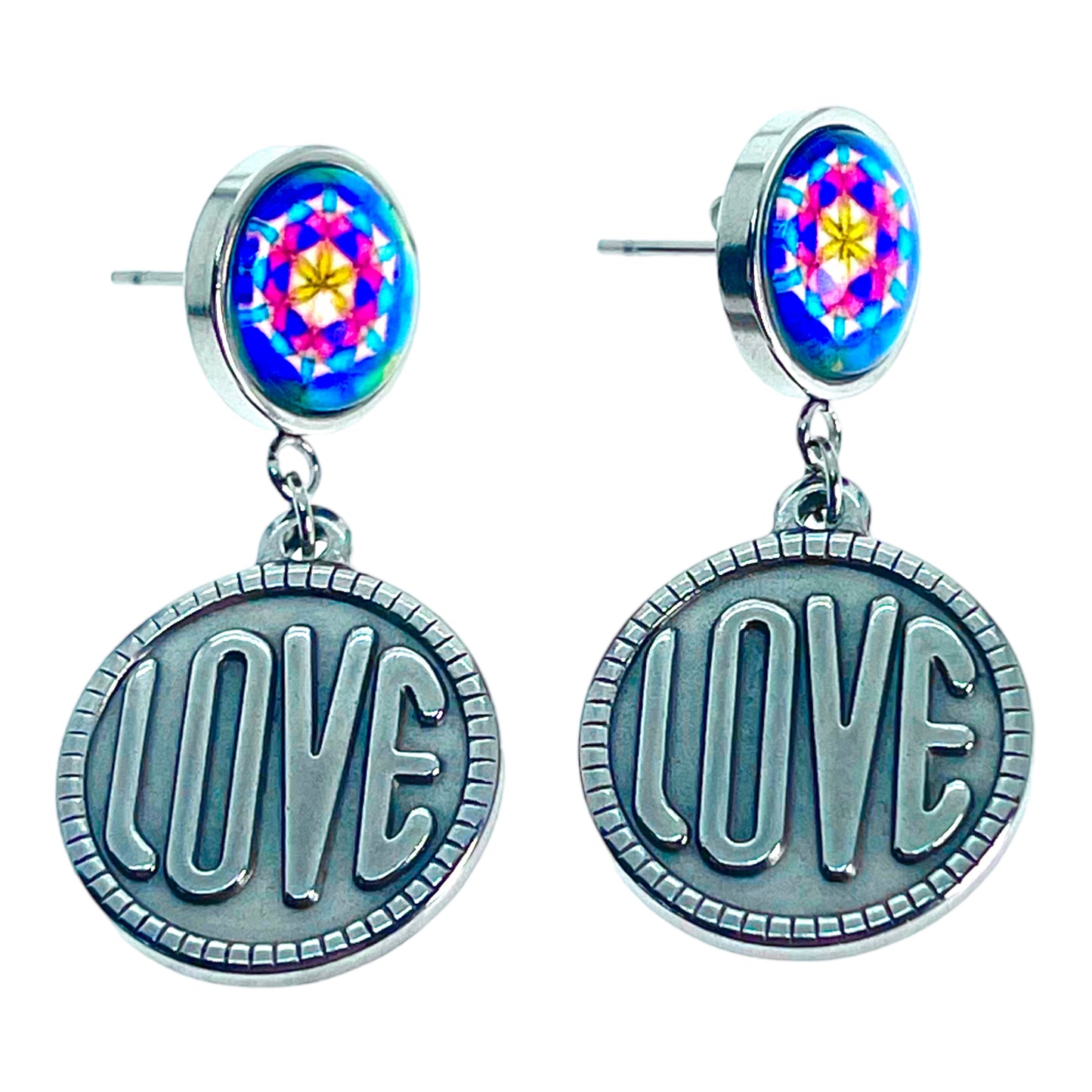 Aqua Prism Love Rocks Earrings