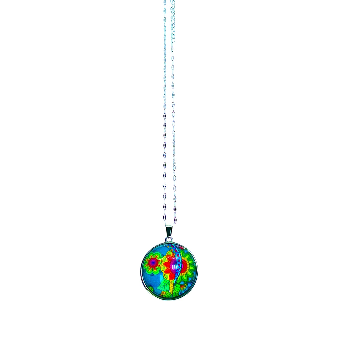 Emerald Paisley Big Round Necklace