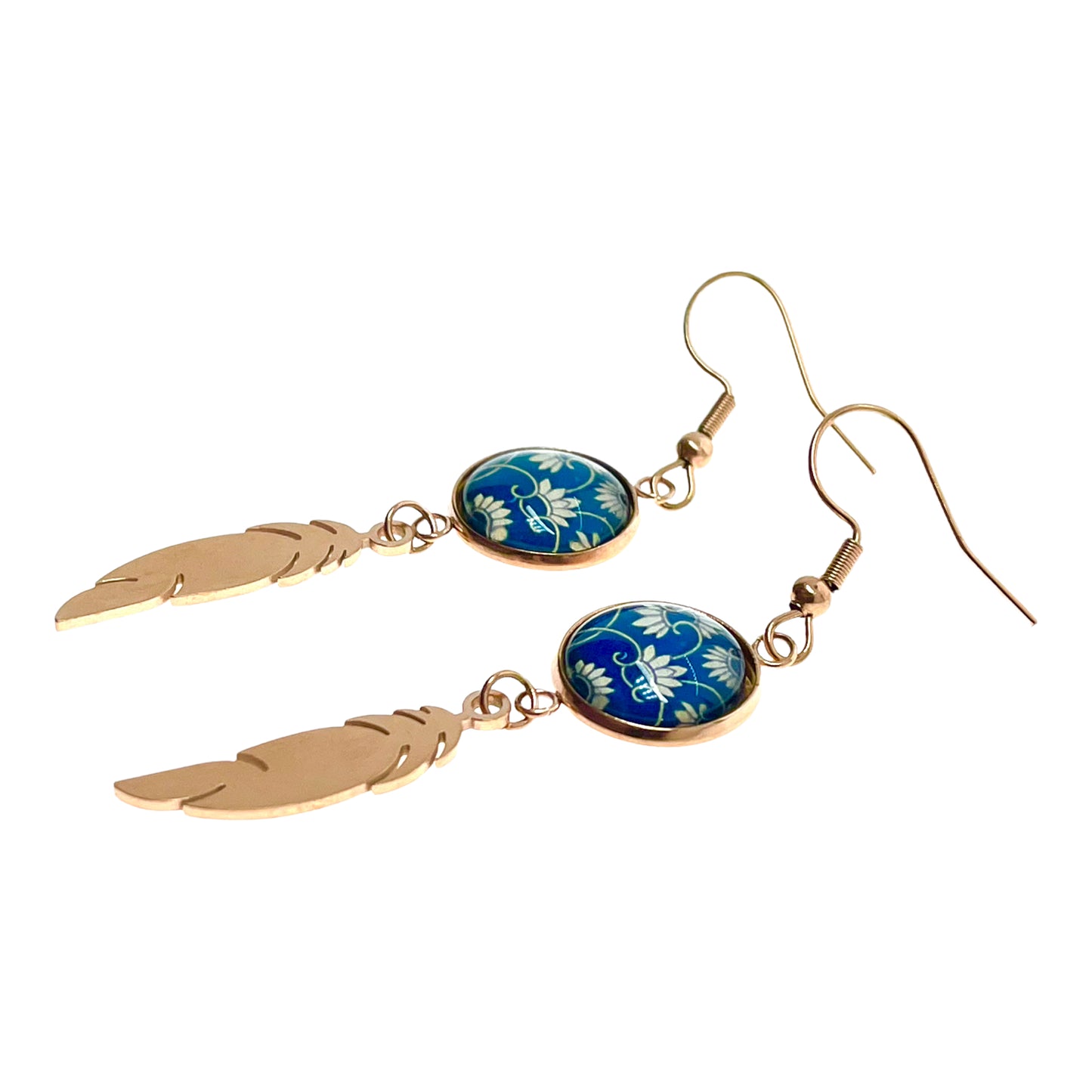 Blue Belle Feather Earrings
