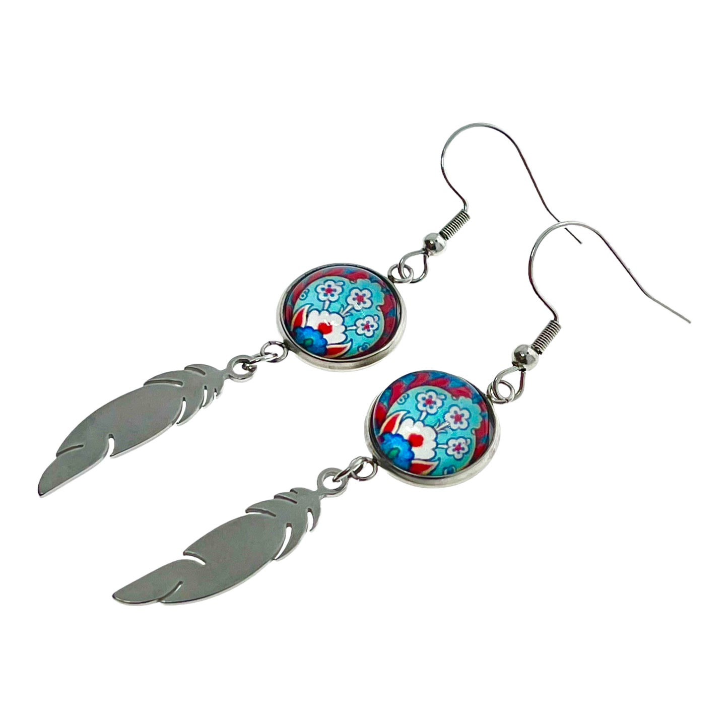 Frilly Flower Feather Earrings