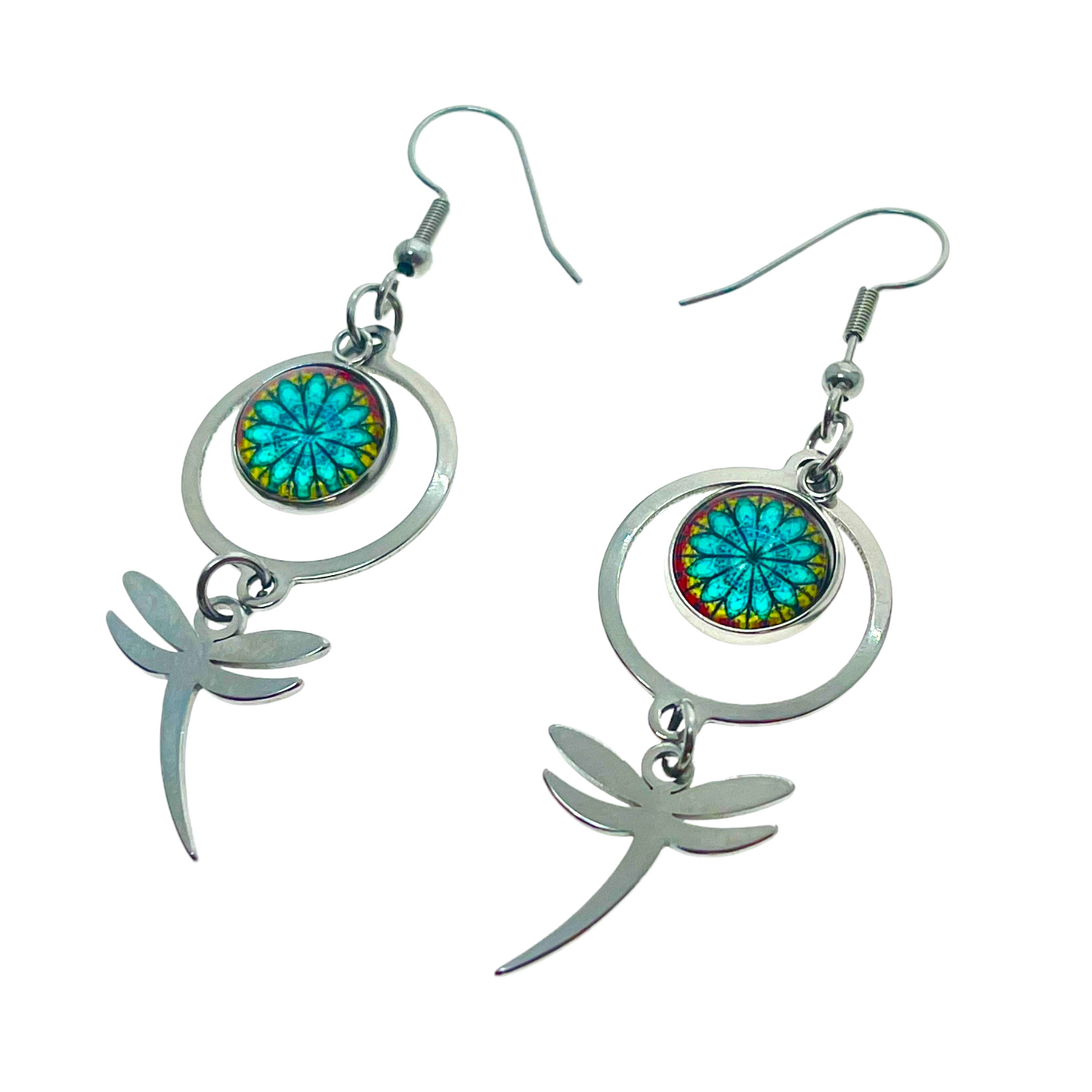 Blue Iris Dragonfly Earrings