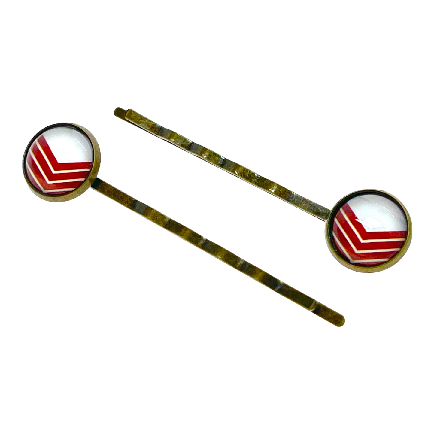 Red Chevron Tiny Hair Pin Pair