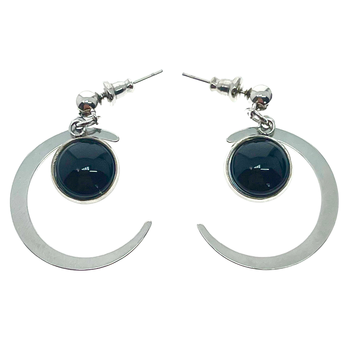 Dark Sky Crescent Moon Earrings