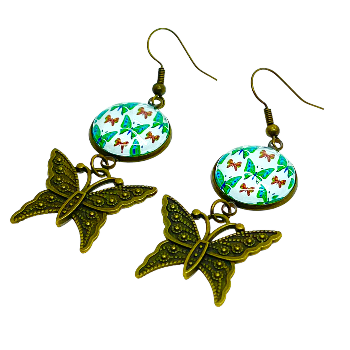 Emerald Butterfly Dangle Earrings