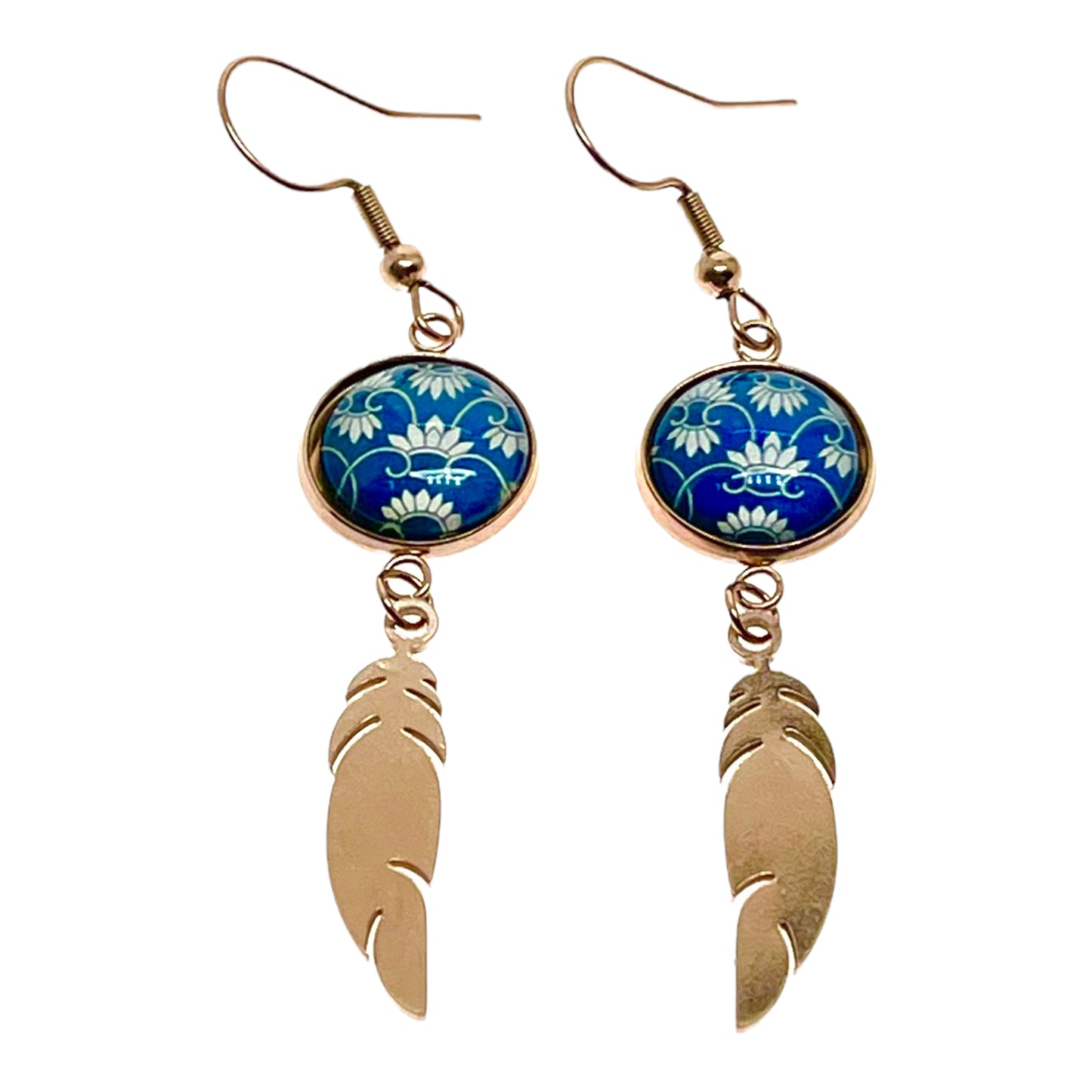 Blue Belle Feather Earrings