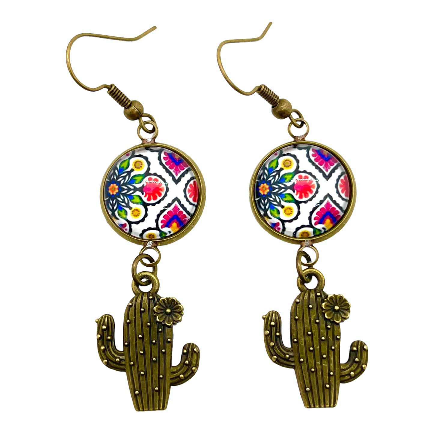 Bandana Cactus Dangle Earrings