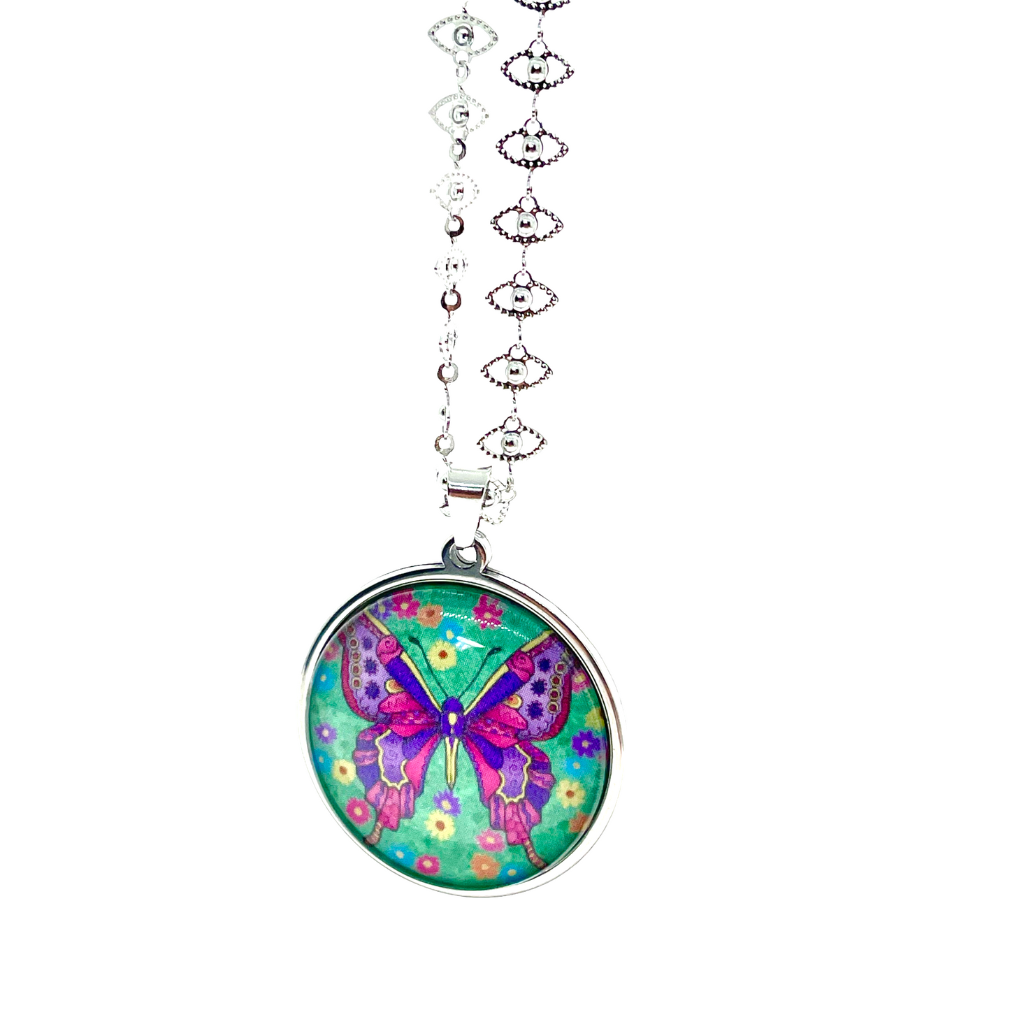Groovy Butterfly Fancy Ellipse Chain Necklace