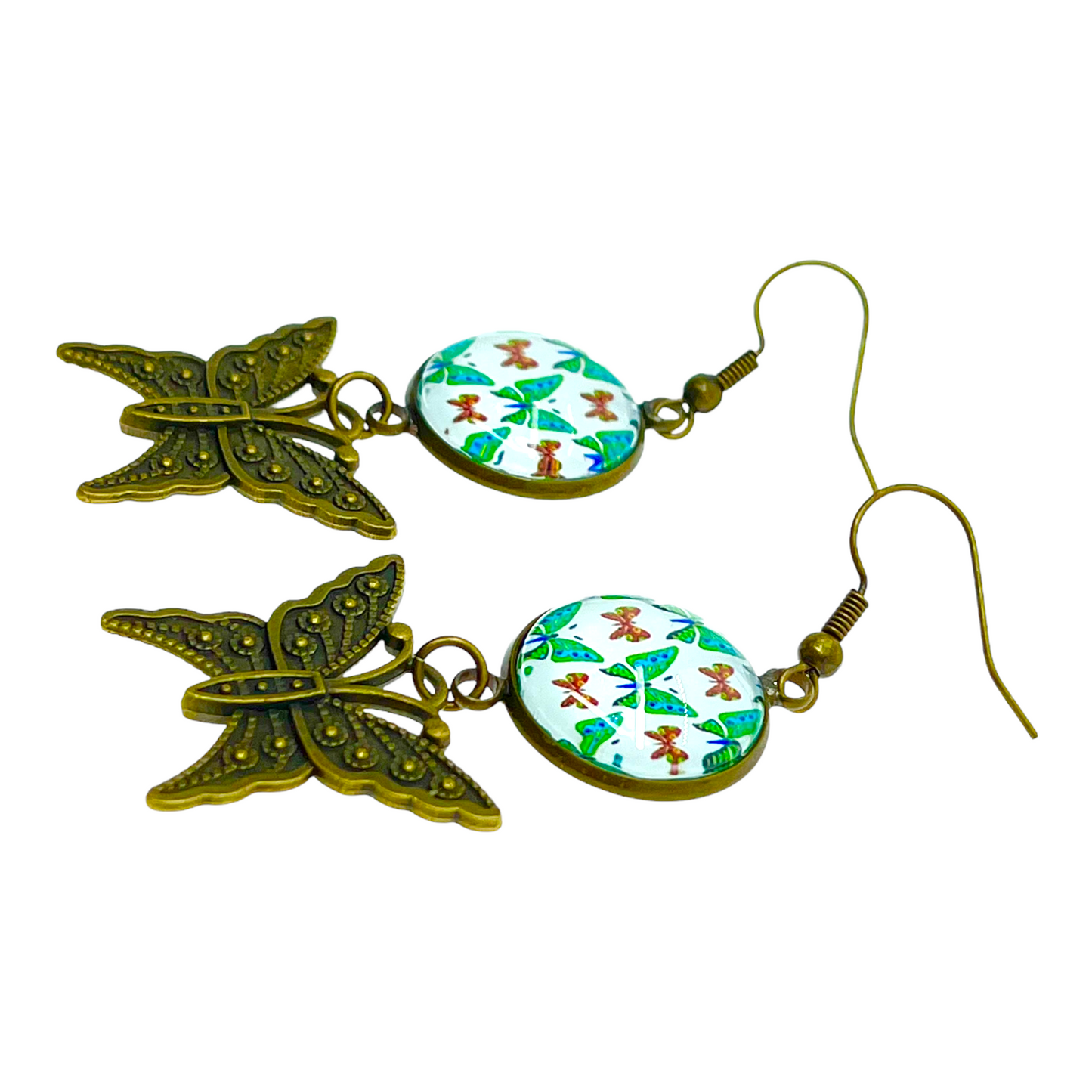 Emerald Butterfly Dangle Earrings