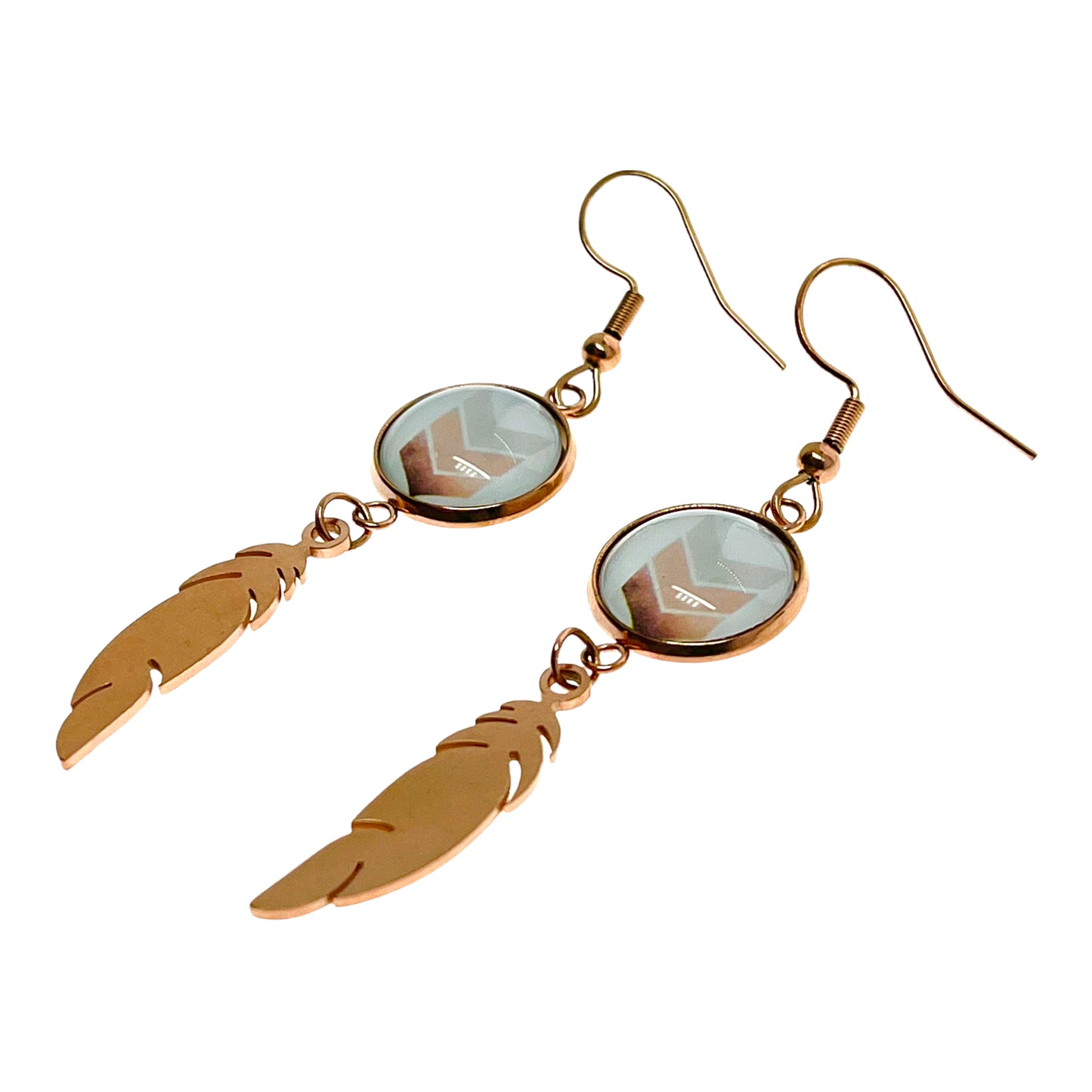 Apricot Arrow Feather Earrings