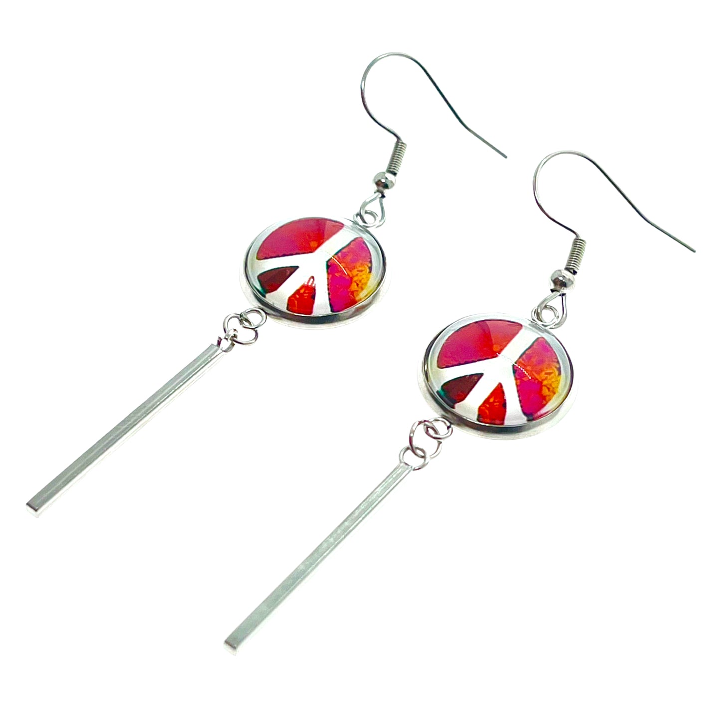 Poppin’ Pink Peace Long Bar Earrings