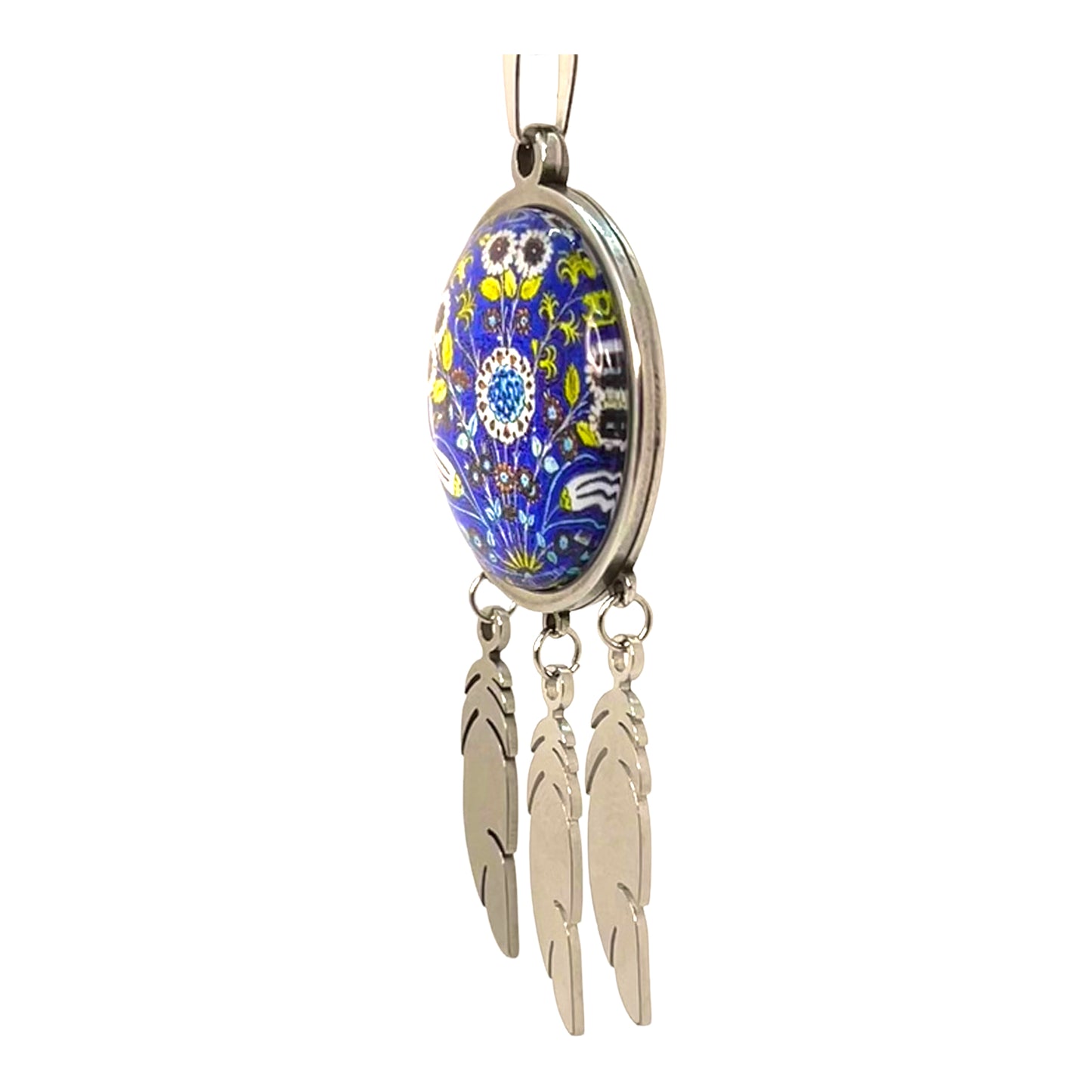 Purple Peony Feather Dreamcatcher Necklace