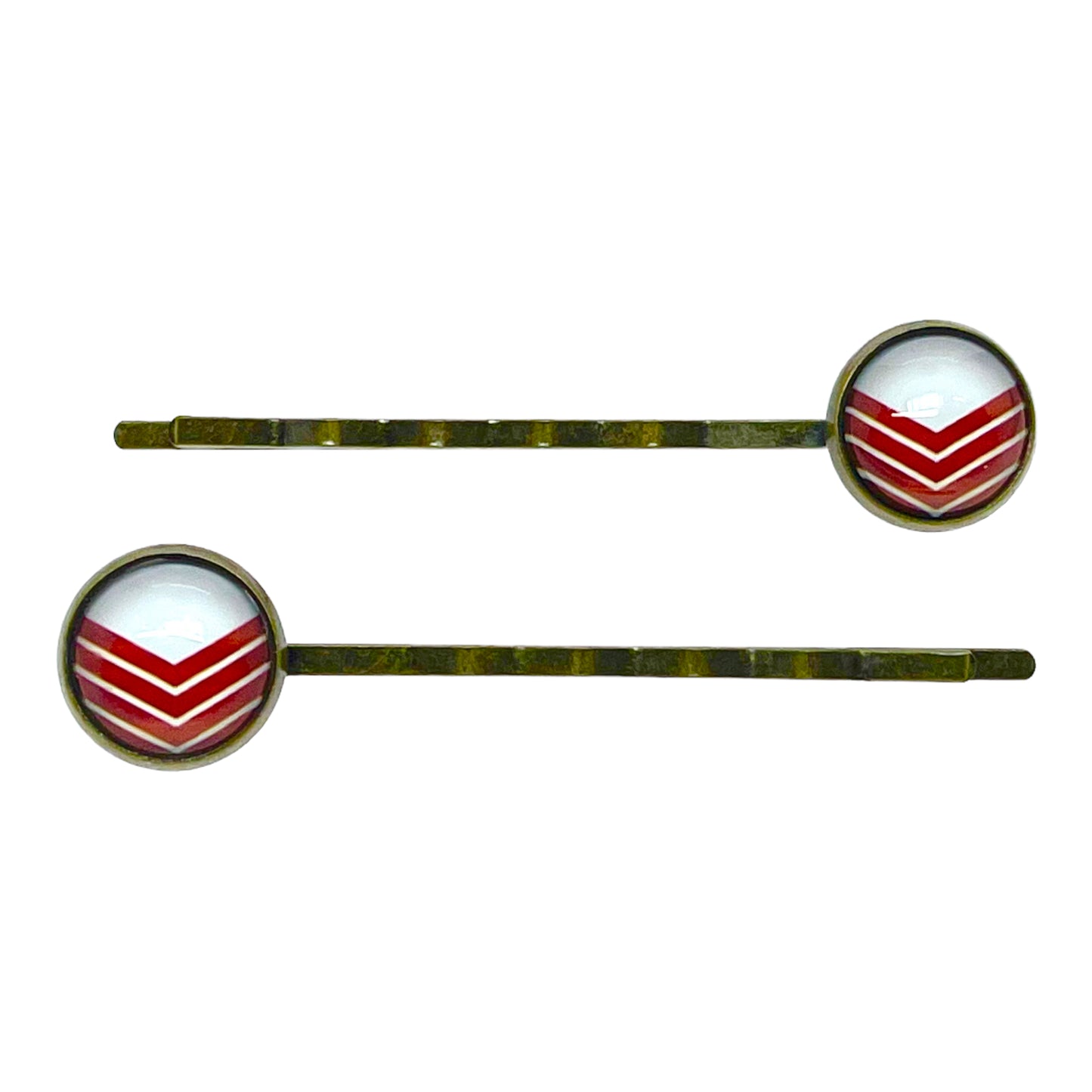 Red Chevron Tiny Hair Pin Pair