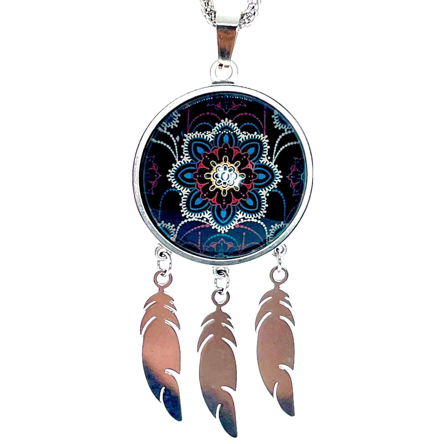 Night Lace Feather Dreamcatcher Necklace