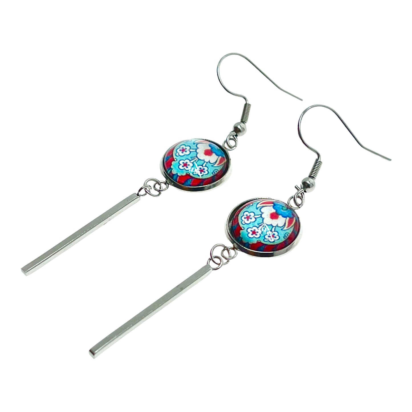 Frilly Flower Long Bar Earrings