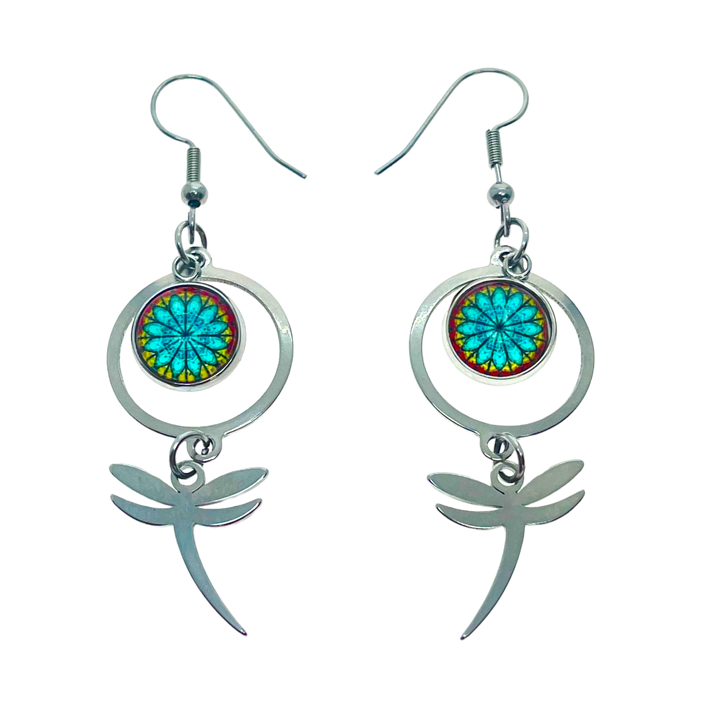 Blue Iris Dragonfly Earrings