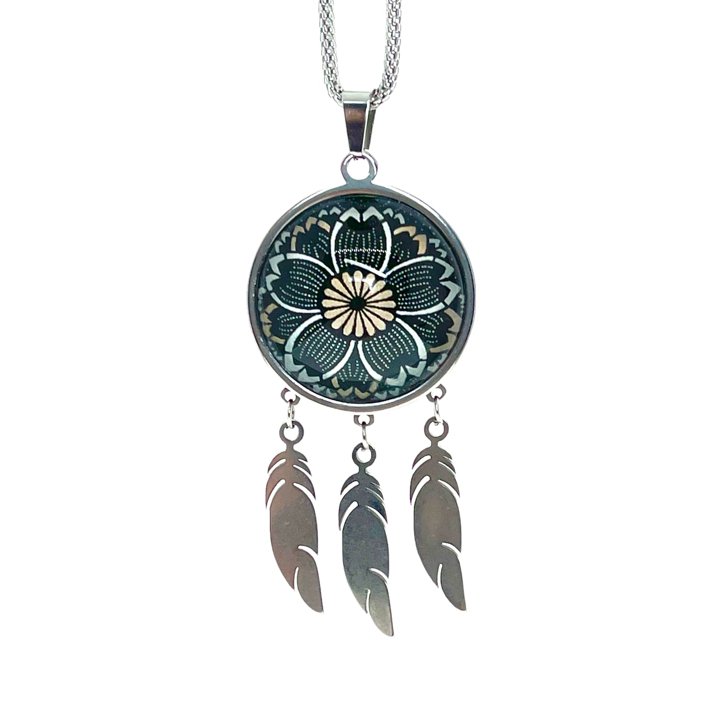 Dreamy Daisy Feather Dreamcatcher Necklace
