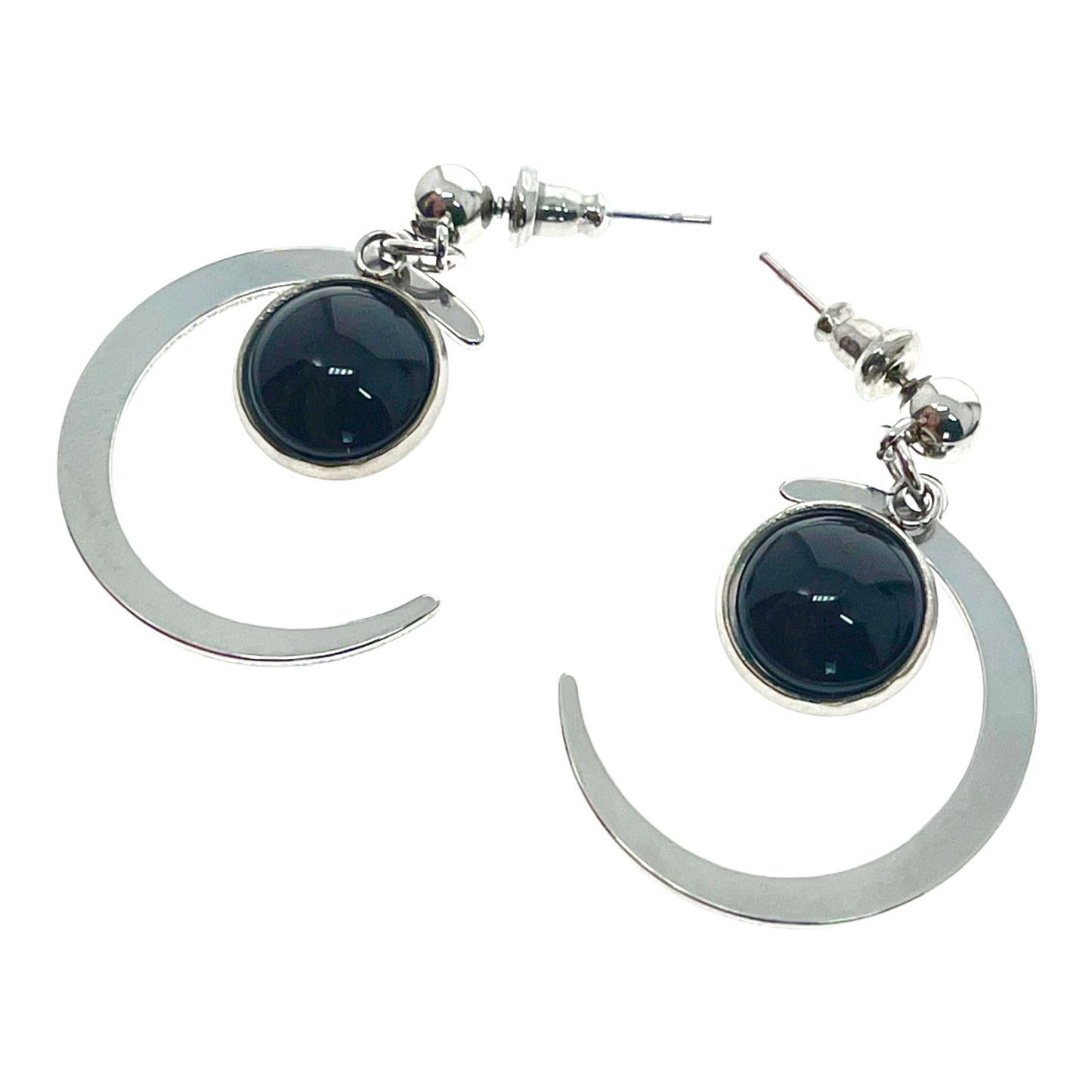 Dark Sky Crescent Moon Earrings