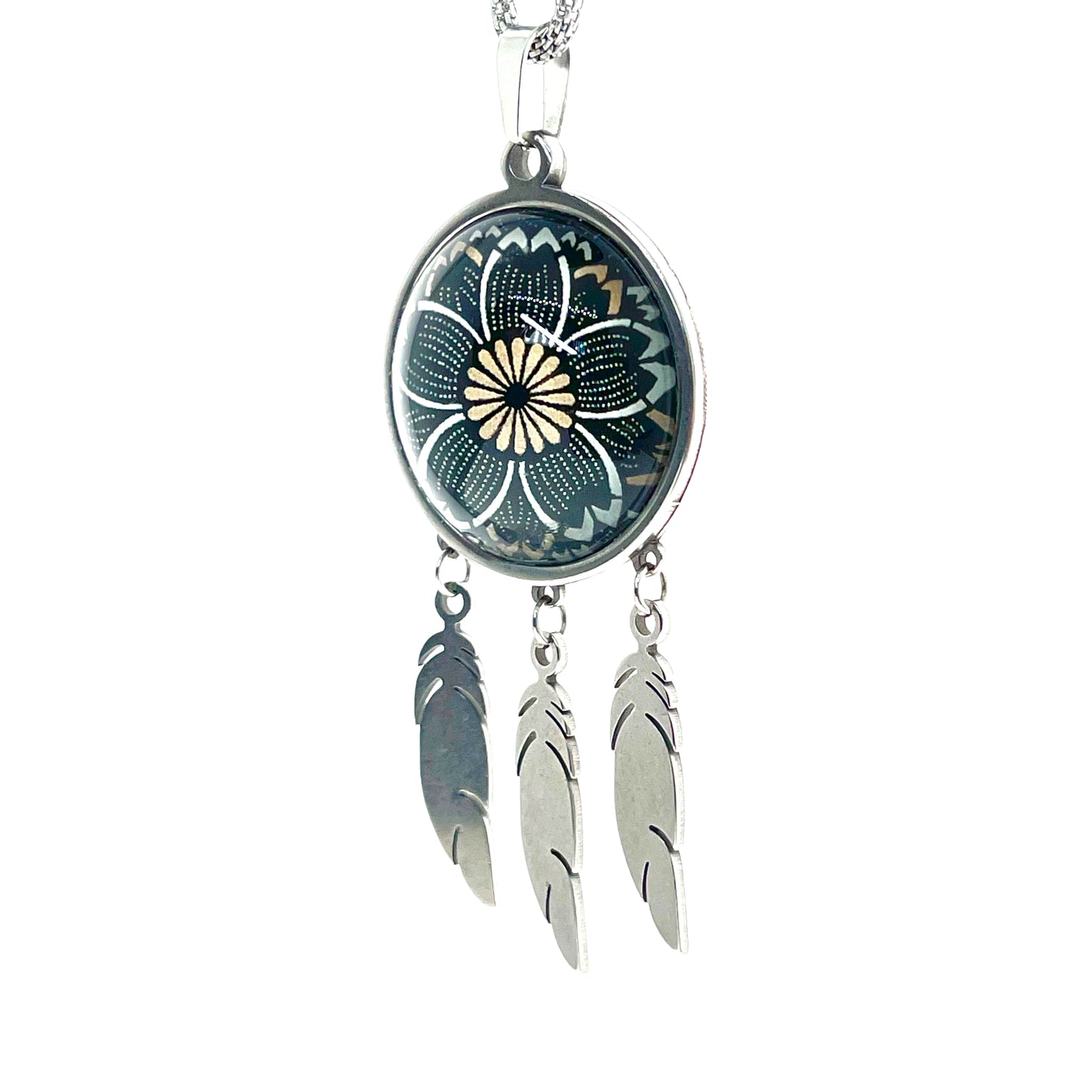 Dreamy Daisy Feather Dreamcatcher Necklace