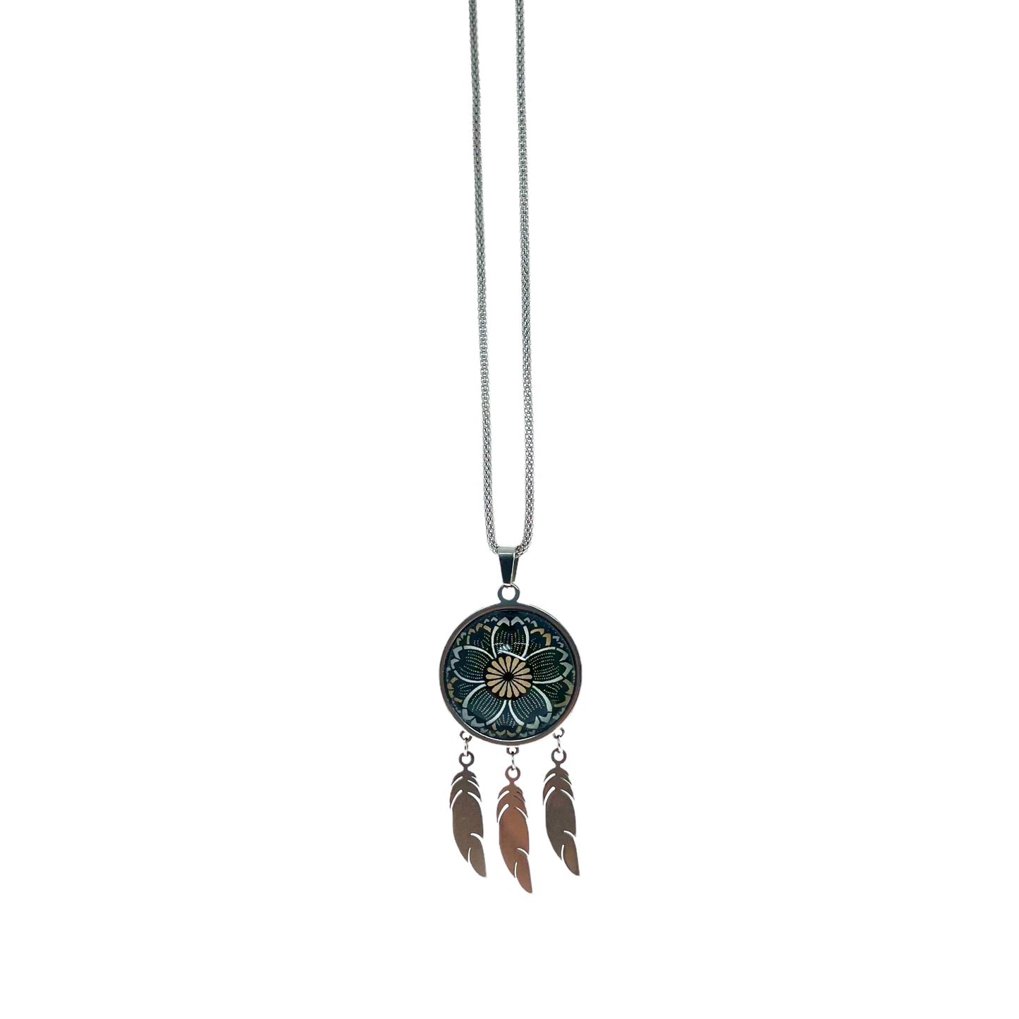 Dreamy Daisy Feather Dreamcatcher Necklace