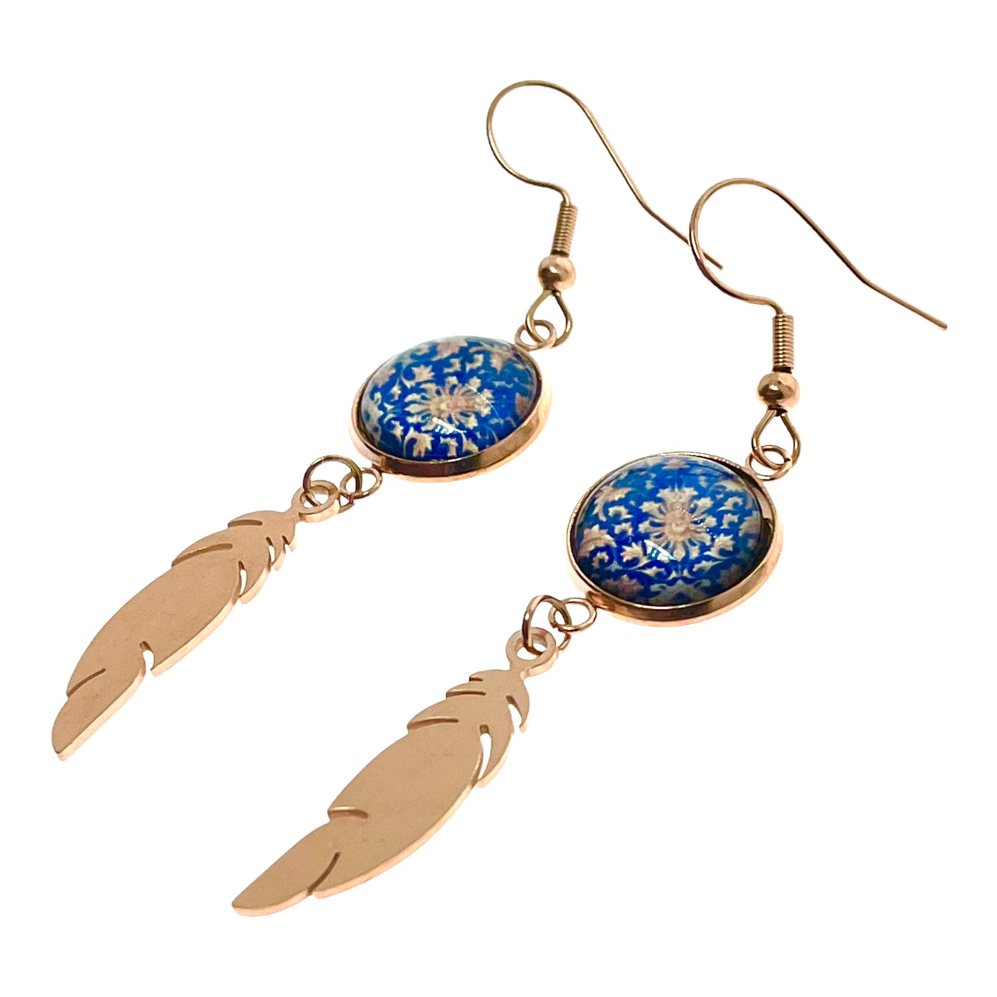 Blue Buttercup Feather Earrings