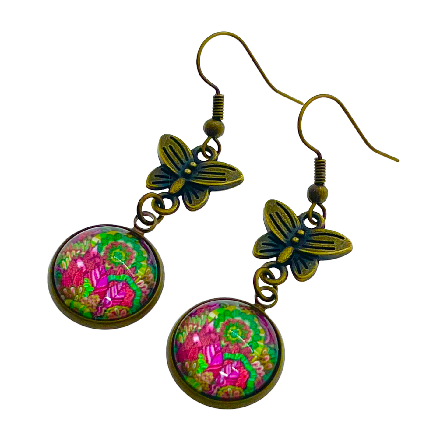 Bright Blush Butterfly Dangle Earrings