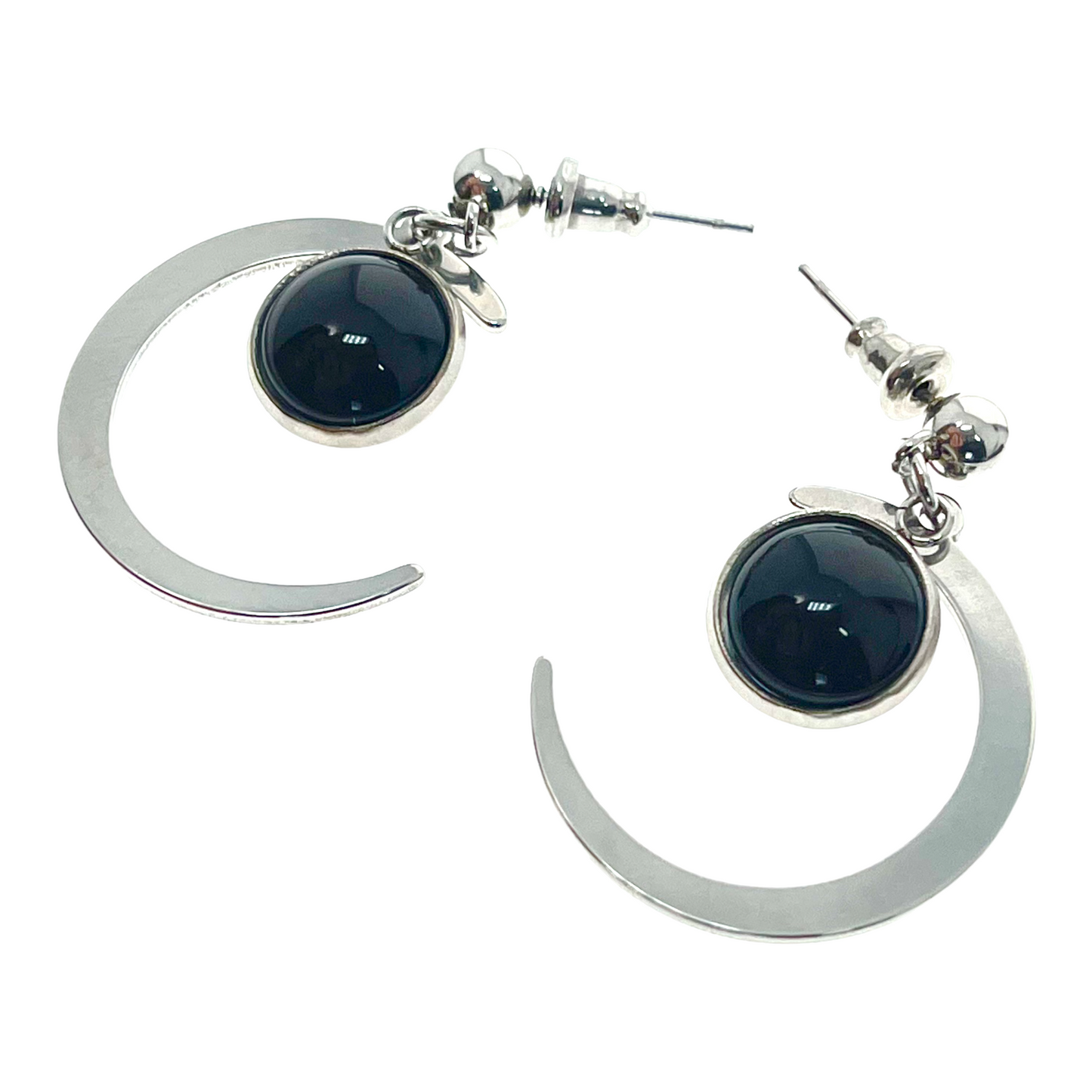 Dark Sky Crescent Moon Earrings