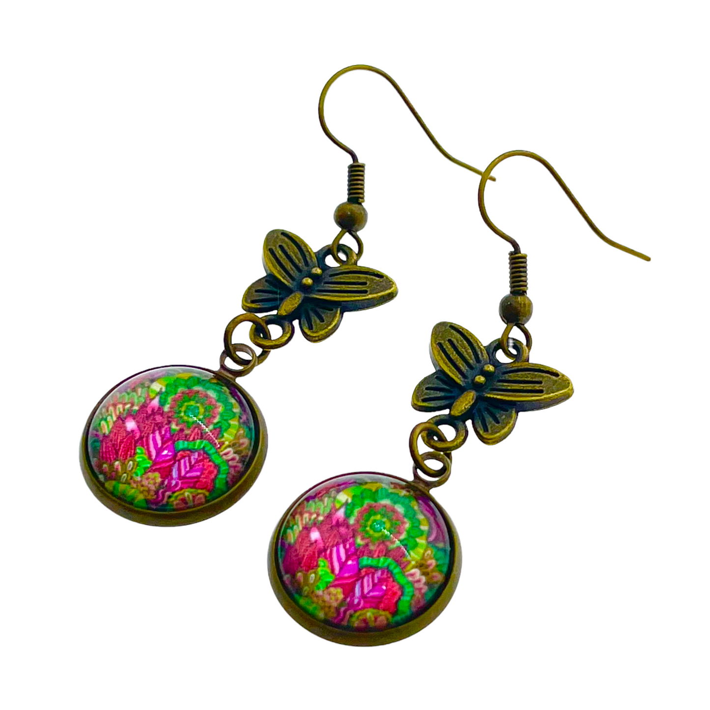 Bright Blush Butterfly Dangle Earrings