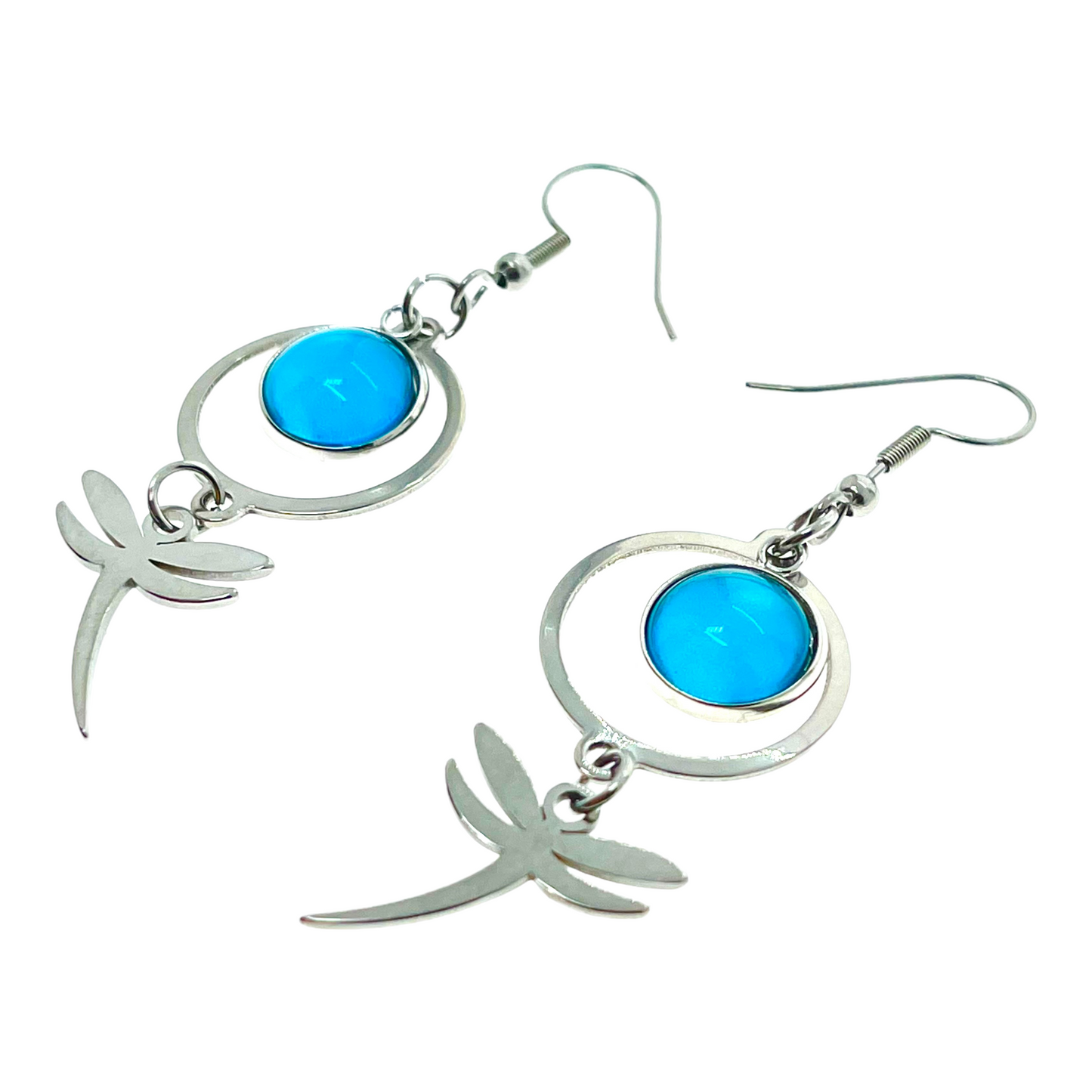 Twinkling Teal Dragonfly Earrings