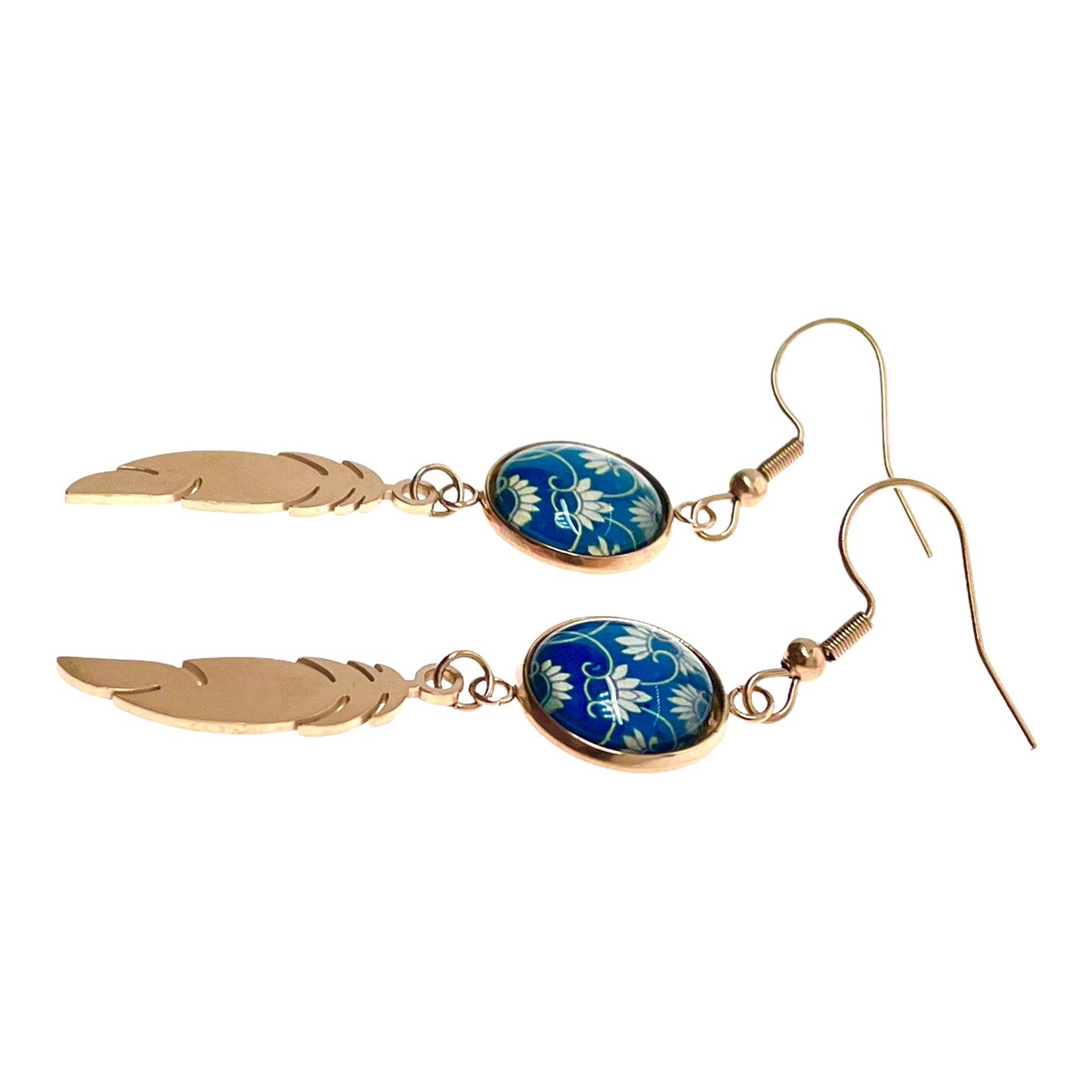 Blue Belle Feather Earrings