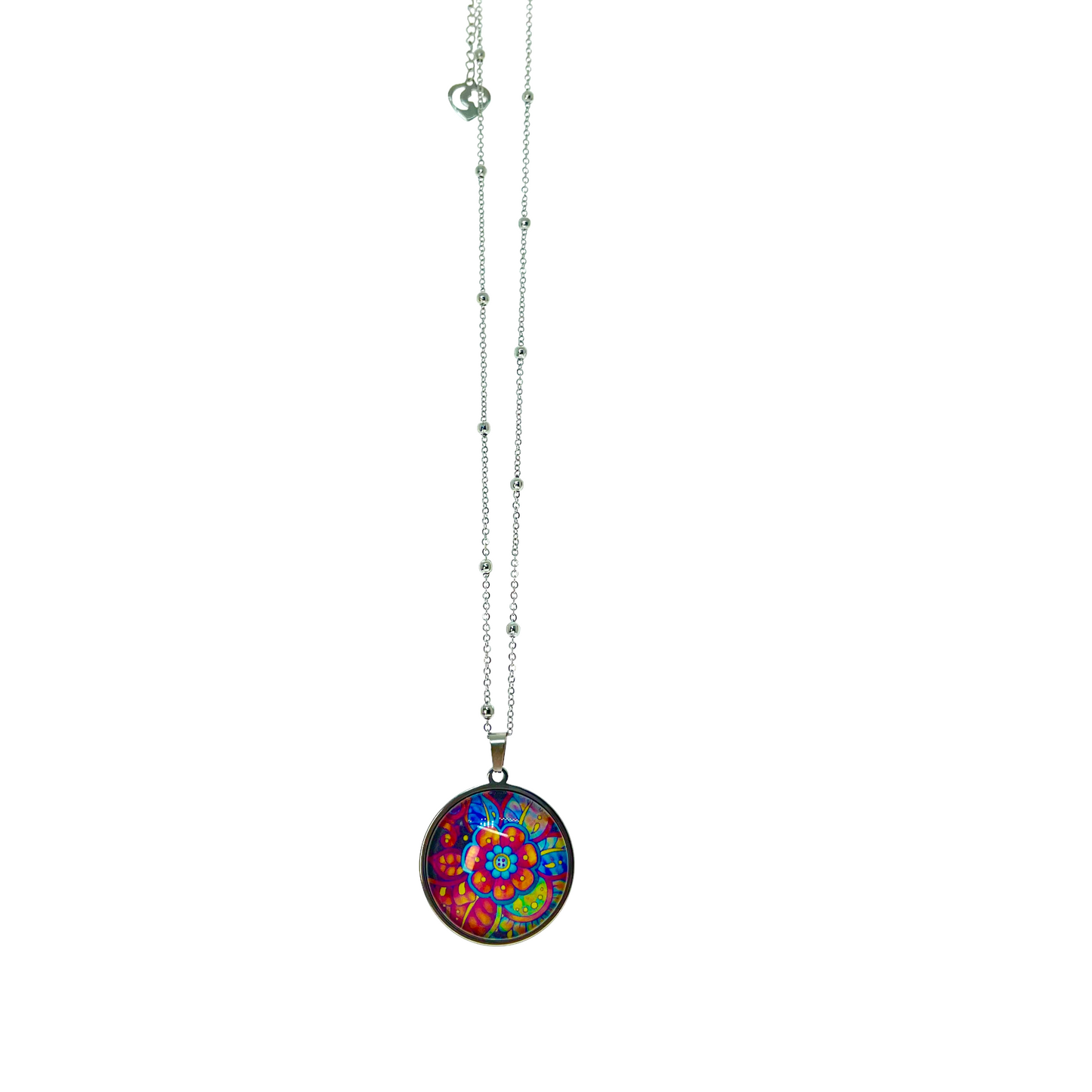 Antique Psychedelic Rainbow Flower Necklace