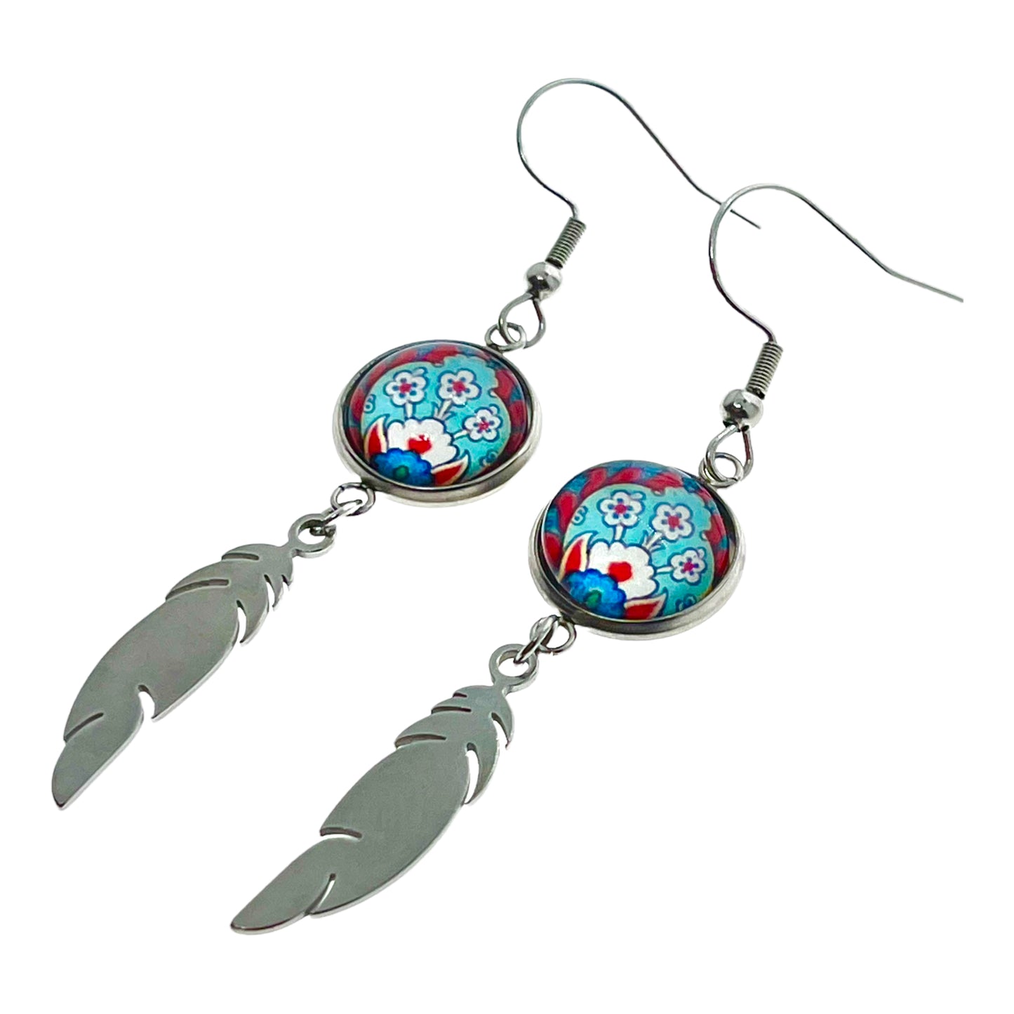 Frilly Flower Feather Earrings