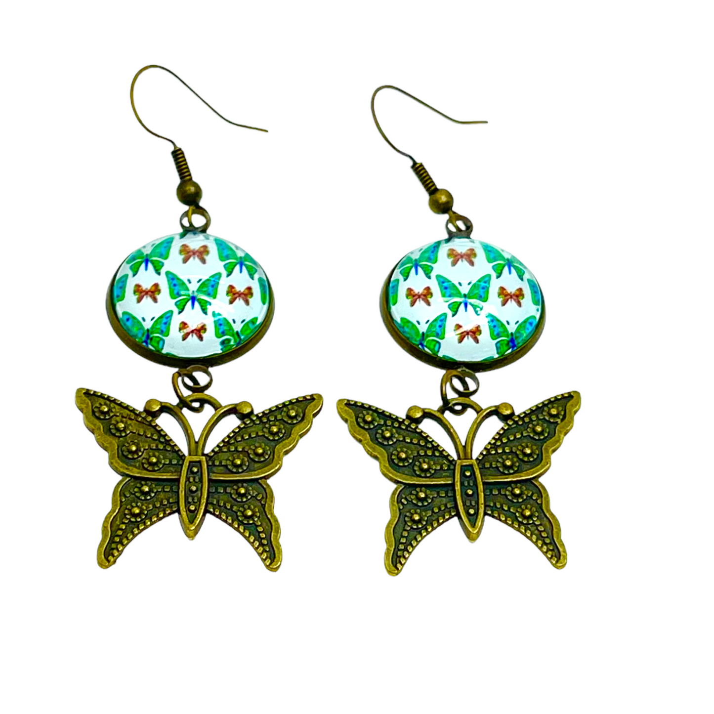 Emerald Butterfly Dangle Earrings